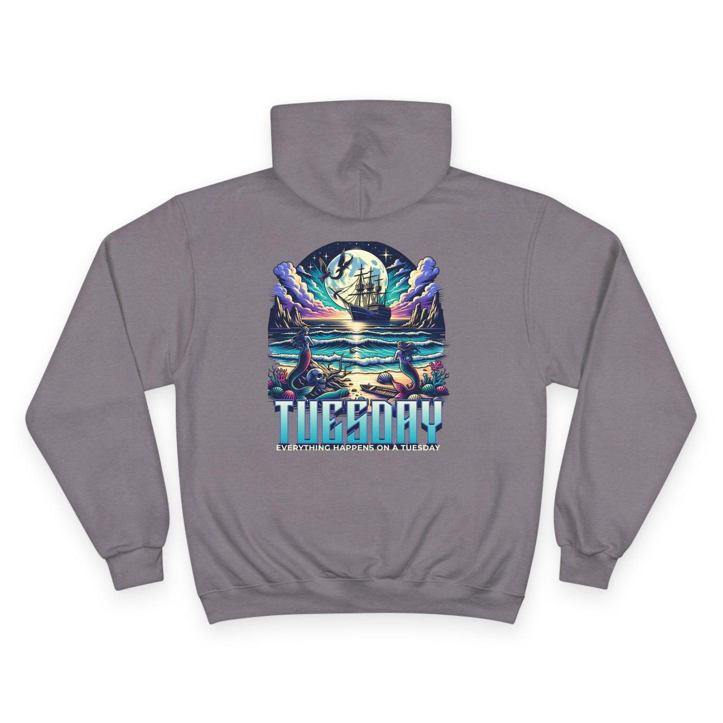 Stylish Champion Hoodie for Casual Vibes, Tuesday-Themed Sweatshirt, Everyday Wear, Perfect Gift for Friends, Cozy Graphic Hoodie