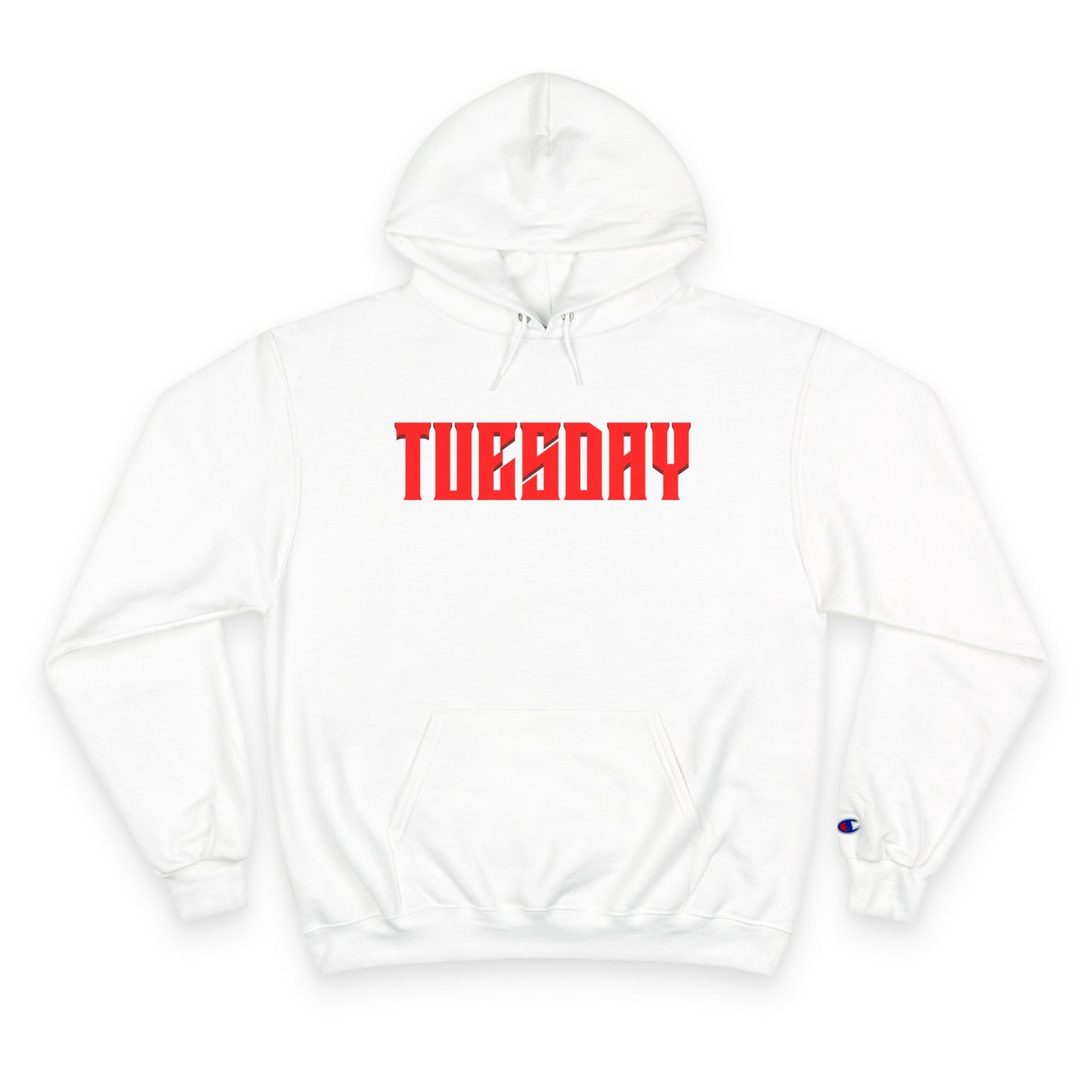 Halloween Tuesday editon Stylish Champion Hoodie with 'tuesday' Design, Casual Hoodie, Streetwear Fashion, Gift, Trendy Pullover