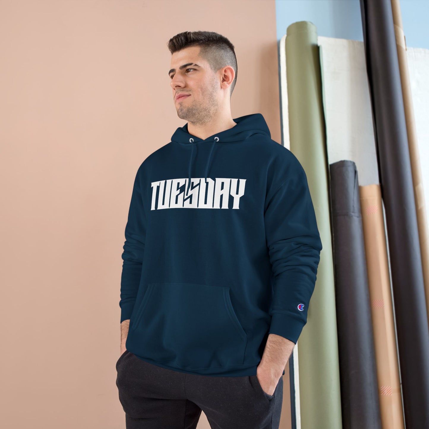 Tuesday Champion Hoodie - Stylish & Comfy Oversized Hoodie, Gift for Her, Unique Sweatshirt for Daily Wear, Cozy Fashion Statement