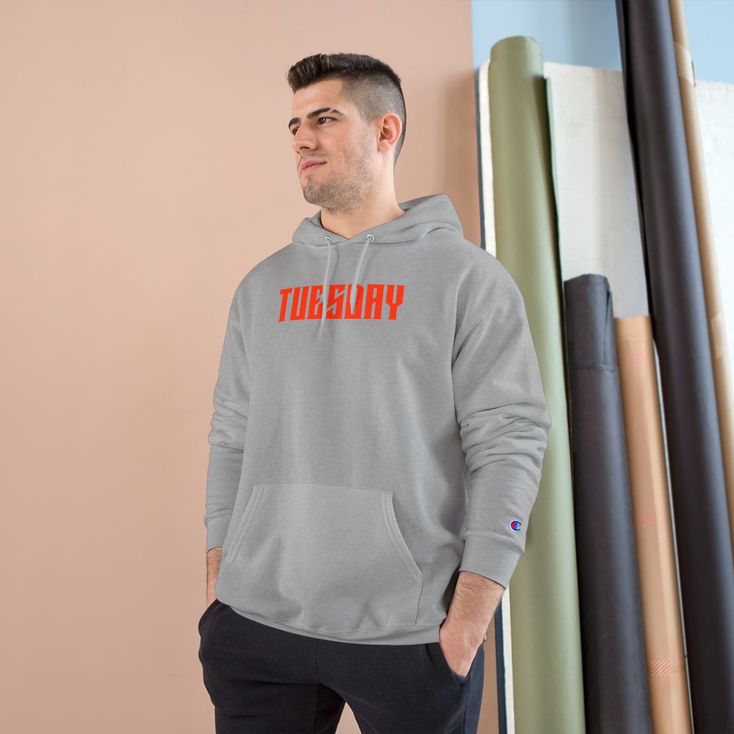 Stylish Tuesday Champion Hoodie, Graphic Hoodie, Casual Wear, Gift for Him, Unique Sweatshirt, Everyday Comfort