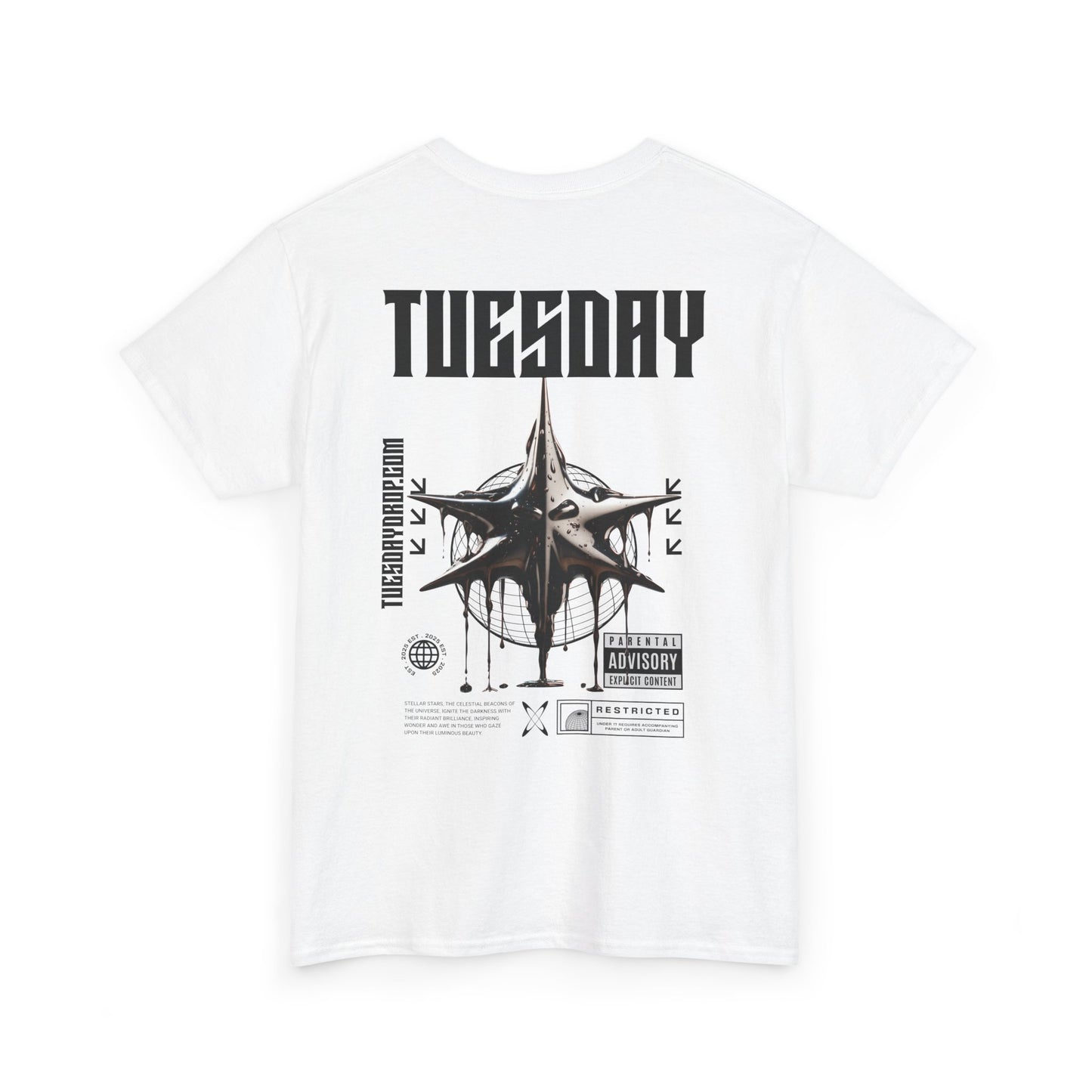 Graphic Tee with 'Tuesday' Print, Casual Wear, Streetwear, Gift for Students, Unisex Top, Everyday Fashion, Weekend Style