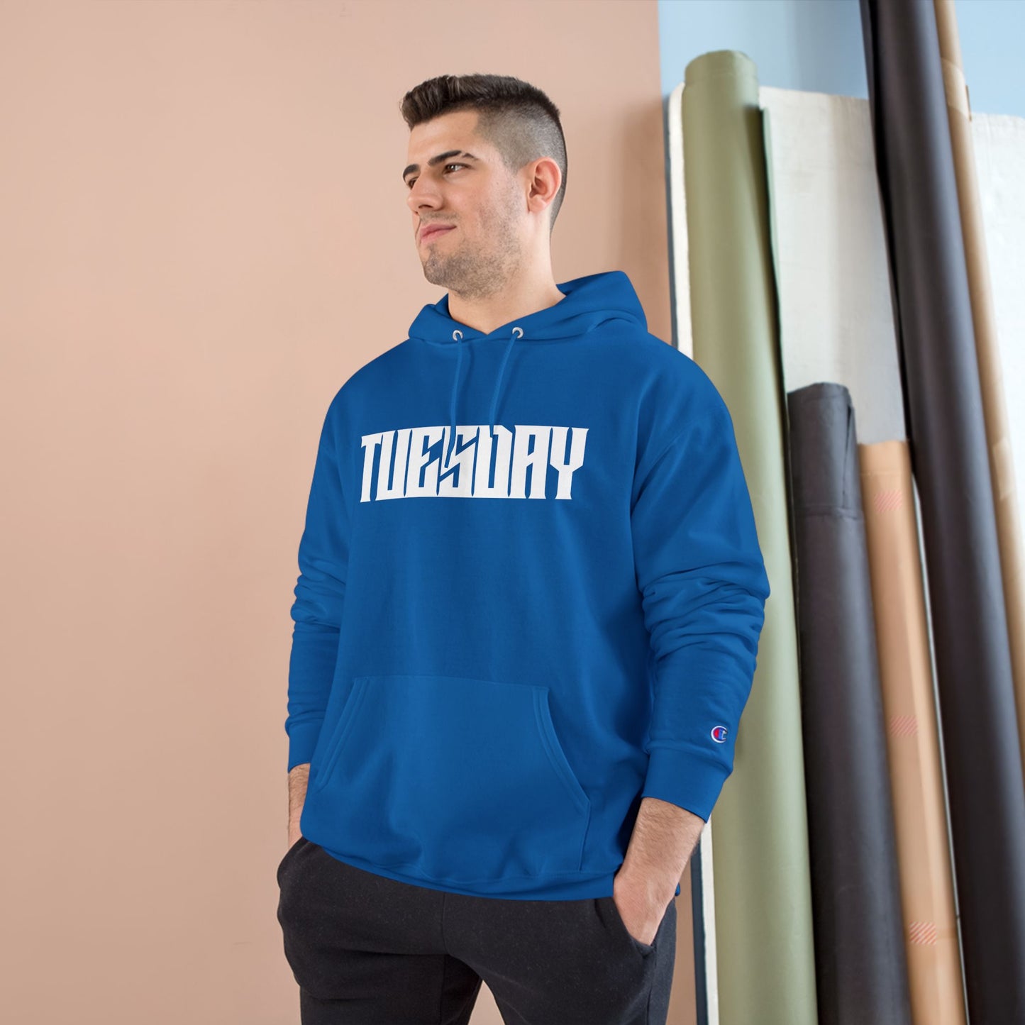 Tuesday Champion Hoodie - Stylish & Comfy Oversized Hoodie, Gift for Her, Unique Sweatshirt for Daily Wear, Cozy Fashion Statement