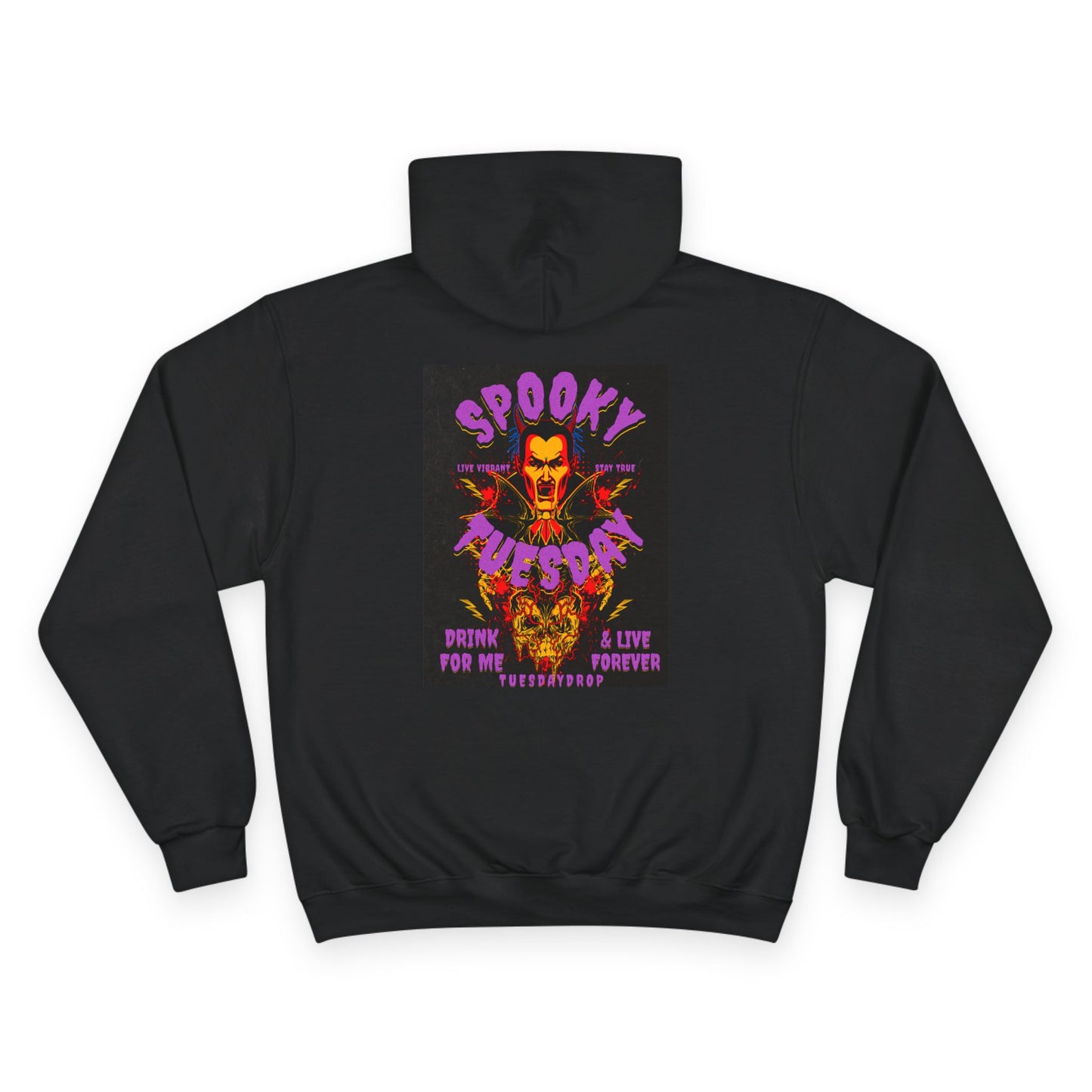 Spooky Tuesday Champion Hoodie, Halloween Apparel, Cozy Sweatshirt, Unisex Hoodie, Autumn Fashion, Gift for Her