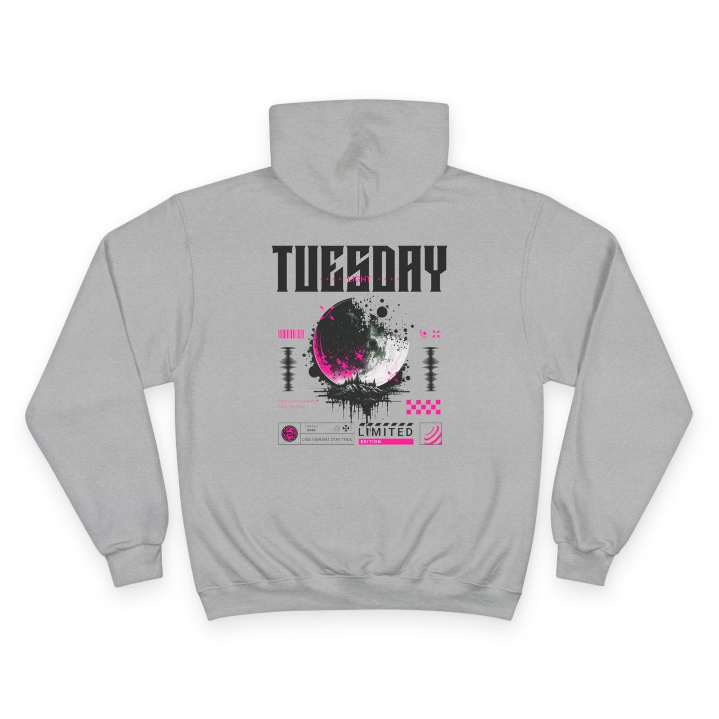 Tuesday Champion Hoodie, Graphic Sweatshirt, Cozy Pullover, Gift for Her, Everyday Wear, Trendy Streetwear