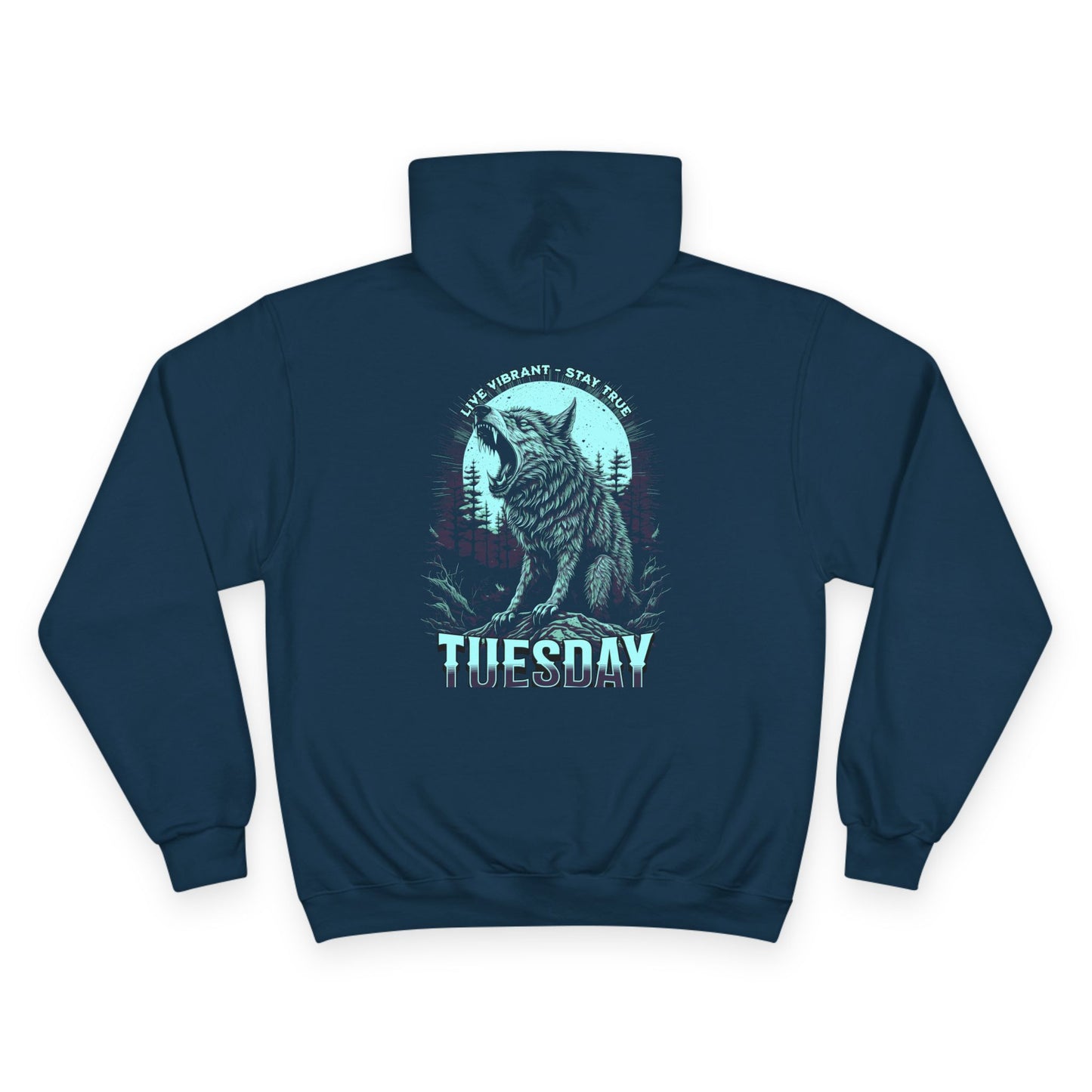 Stylish Champion Hoodie with 'Tuesday' Design, Perfect for Casual Wear, Gift for Animal Lovers, Cozy and Trendy