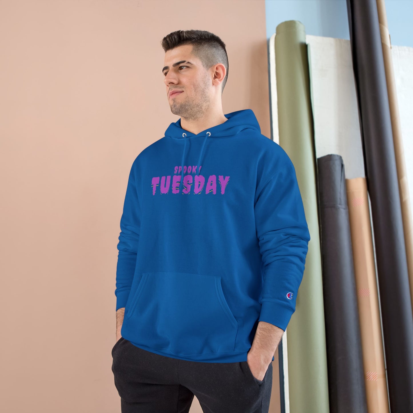 Spooky Tuesday Champion Hoodie, Halloween Apparel, Cozy Sweatshirt, Unisex Hoodie, Autumn Fashion, Gift for Her