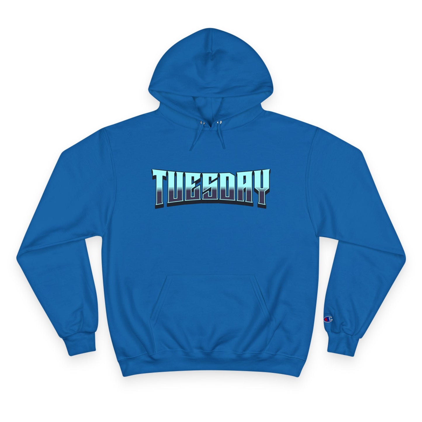 Stylish Champion Hoodie with 'Tuesday' Design, Perfect for Casual Wear, Gift for Animal Lovers, Cozy and Trendy