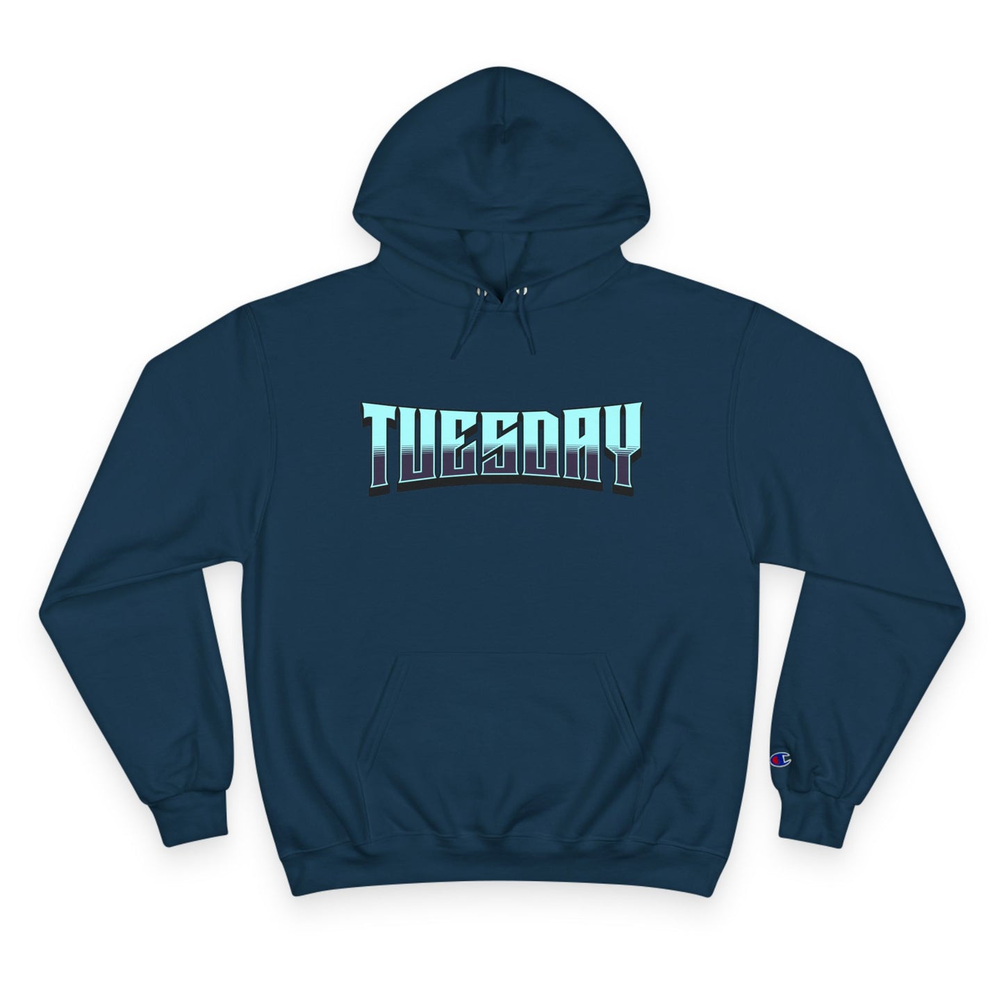 Stylish Champion Hoodie with 'Tuesday' Design, Perfect for Casual Wear, Gift for Animal Lovers, Cozy and Trendy
