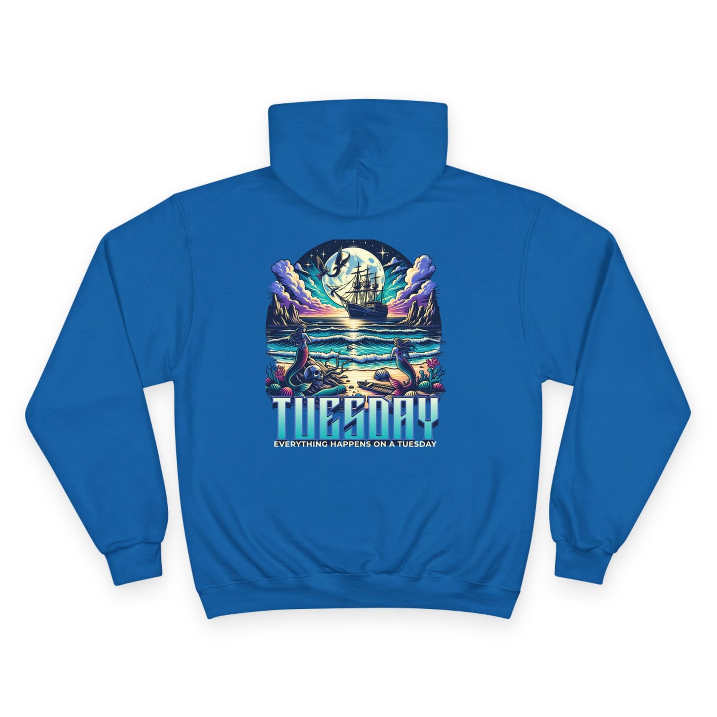 Stylish Champion Hoodie for Casual Vibes, Tuesday-Themed Sweatshirt, Everyday Wear, Perfect Gift for Friends, Cozy Graphic Hoodie