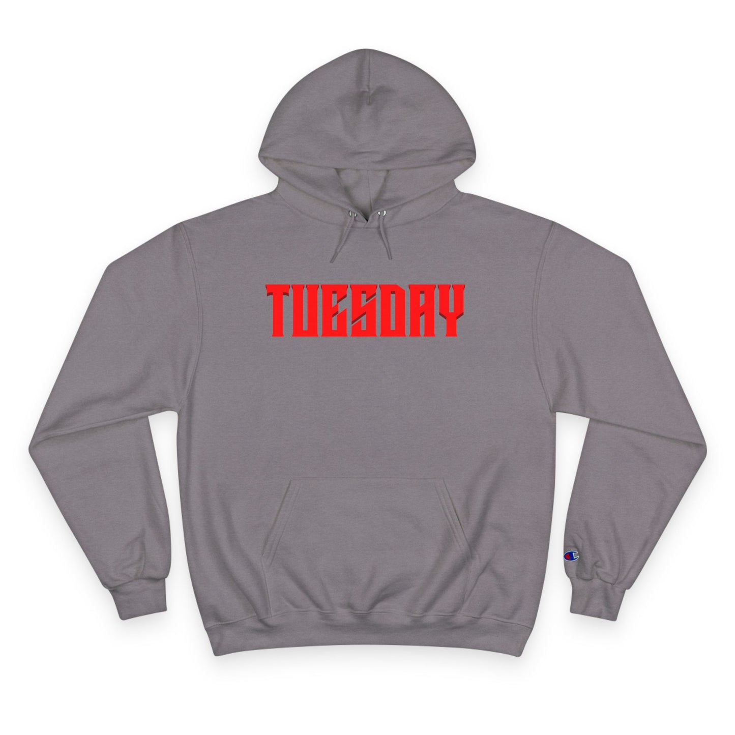 Halloween Tuesday editon Stylish Champion Hoodie with 'tuesday' Design, Casual Hoodie, Streetwear Fashion, Gift, Trendy Pullover