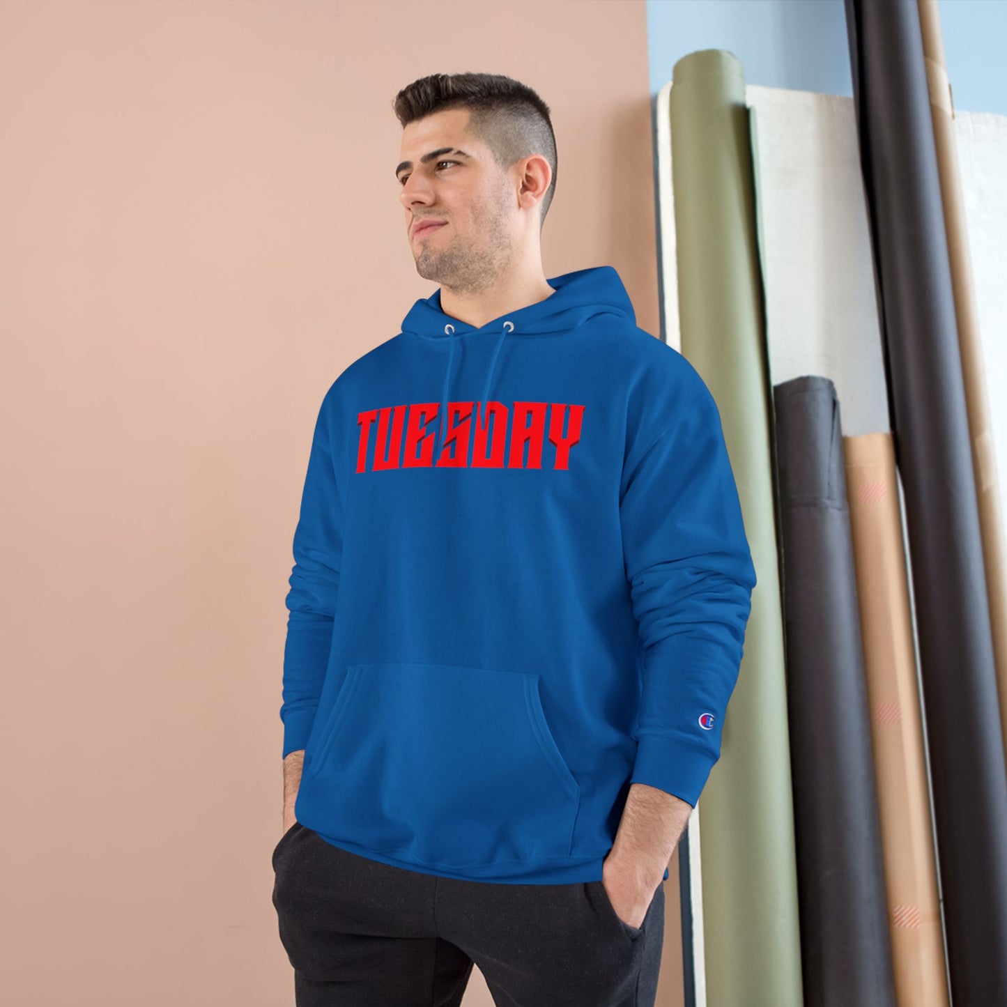 Halloween Tuesday editon Stylish Champion Hoodie with 'tuesday' Design, Casual Hoodie, Streetwear Fashion, Gift, Trendy Pullover