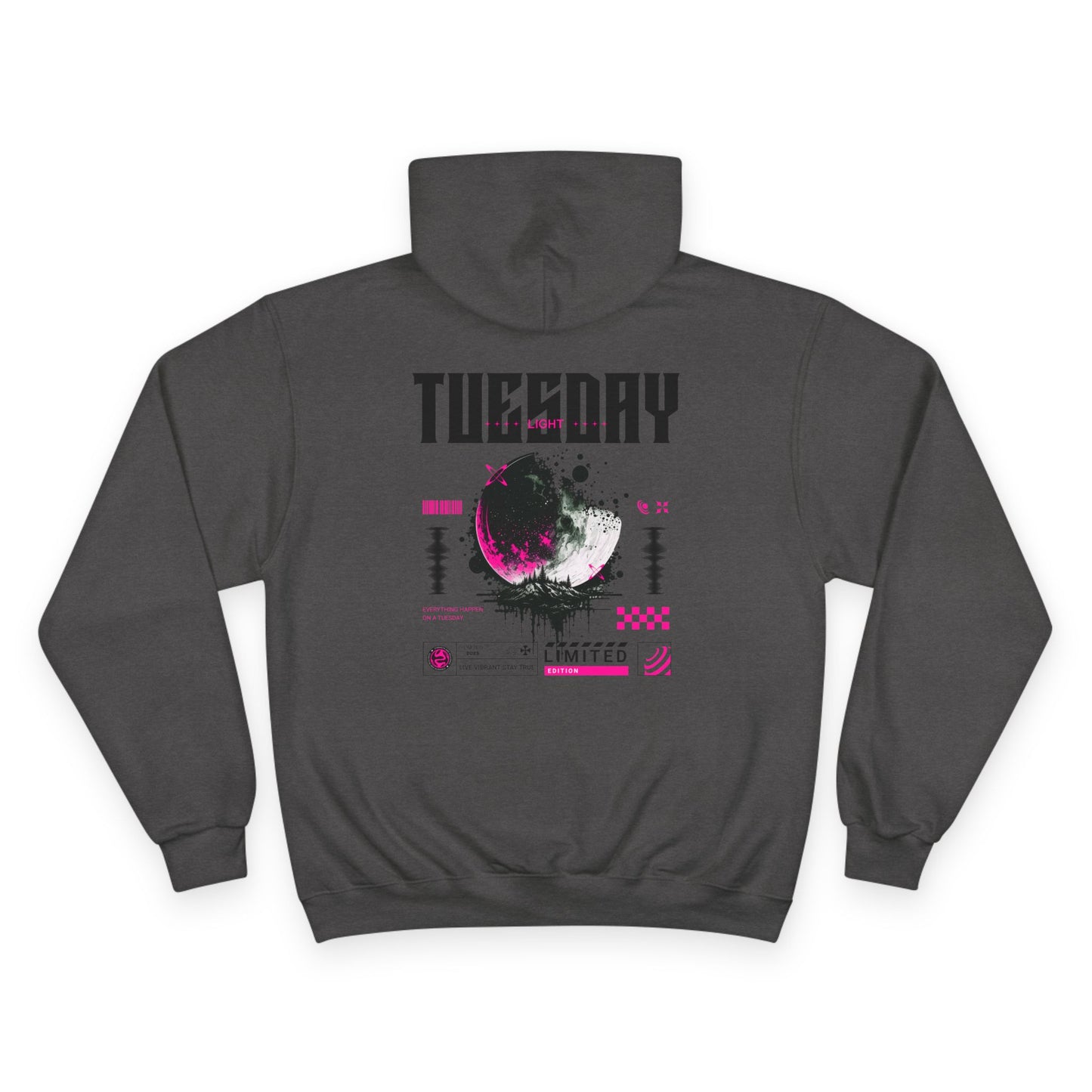Tuesday Champion Hoodie, Graphic Sweatshirt, Cozy Pullover, Gift for Her, Everyday Wear, Trendy Streetwear