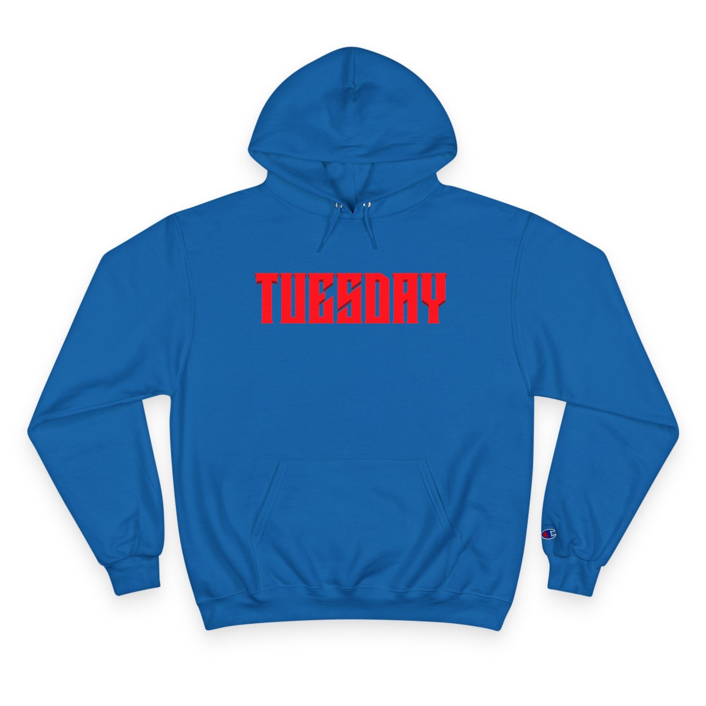 Halloween Tuesday editon Stylish Champion Hoodie with 'tuesday' Design, Casual Hoodie, Streetwear Fashion, Gift, Trendy Pullover