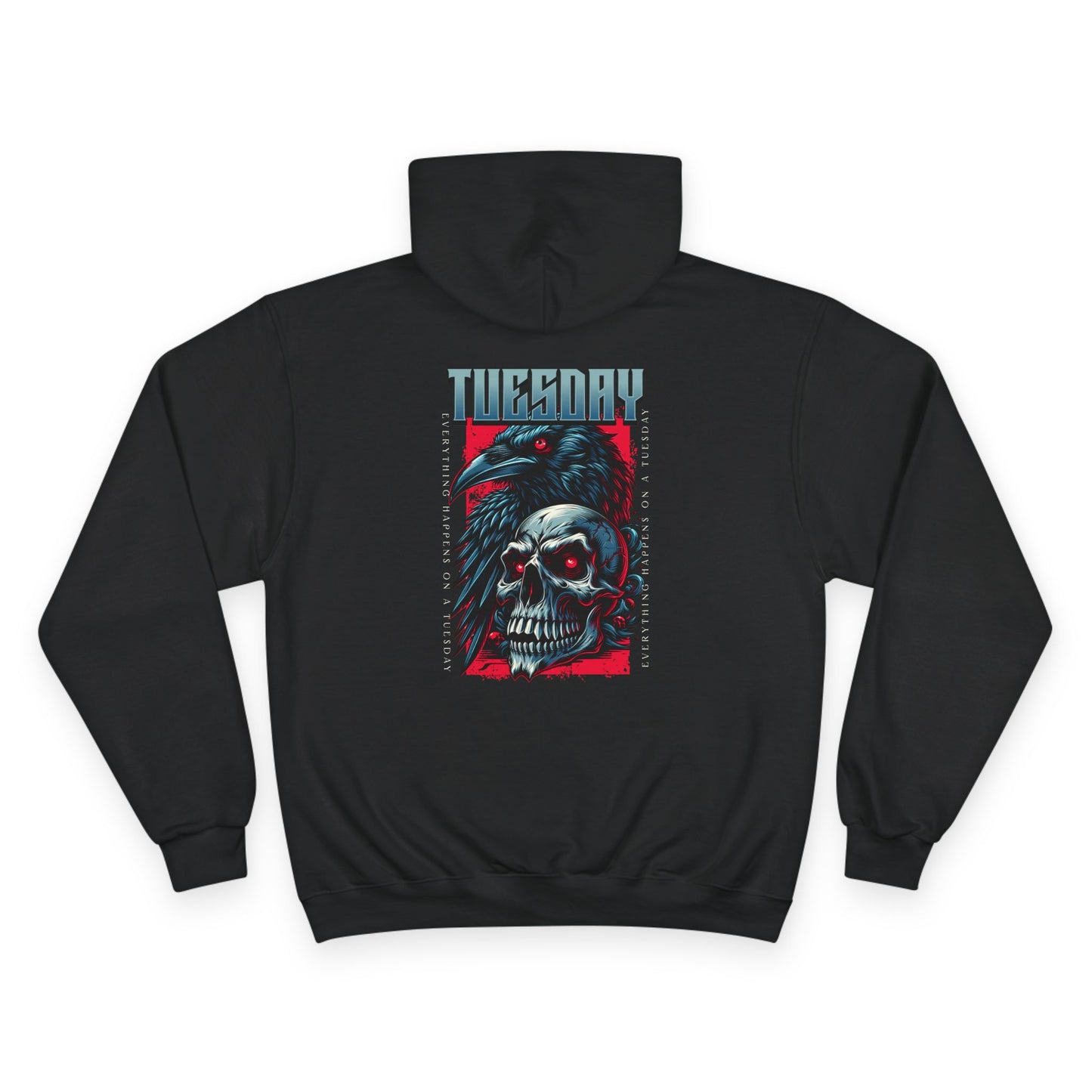 Edgy Tuesday Champion Hoodie - Casual Streetwear, Graphic Apparel, Halloween Gift, Cozy Layering, Unisex Fashion