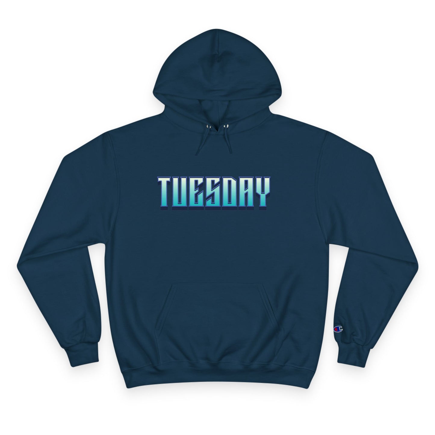 Stylish Champion Hoodie for Casual Vibes, Tuesday-Themed Sweatshirt, Everyday Wear, Perfect Gift for Friends, Cozy Graphic Hoodie
