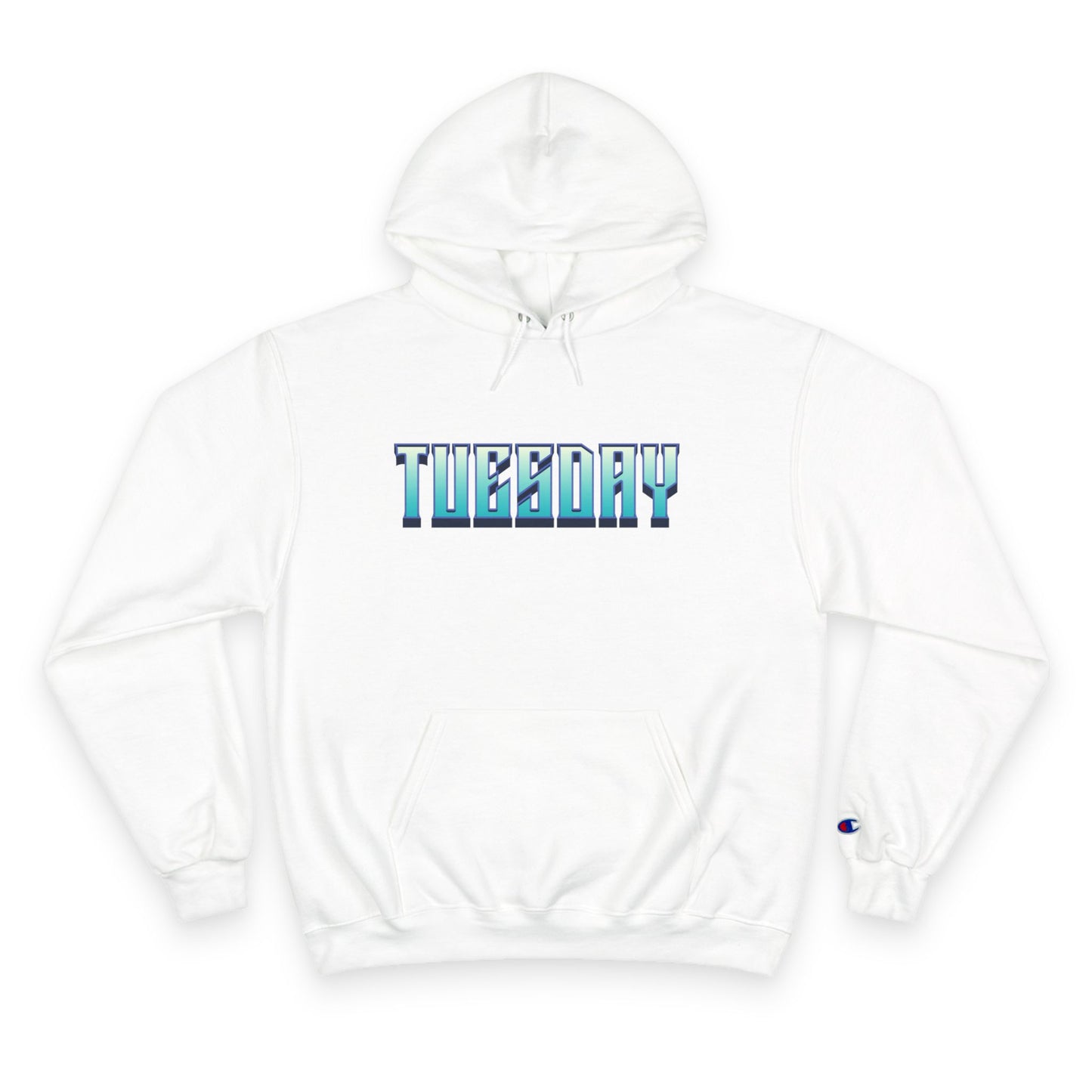 Stylish Champion Hoodie for Casual Vibes, Tuesday-Themed Sweatshirt, Everyday Wear, Perfect Gift for Friends, Cozy Graphic Hoodie
