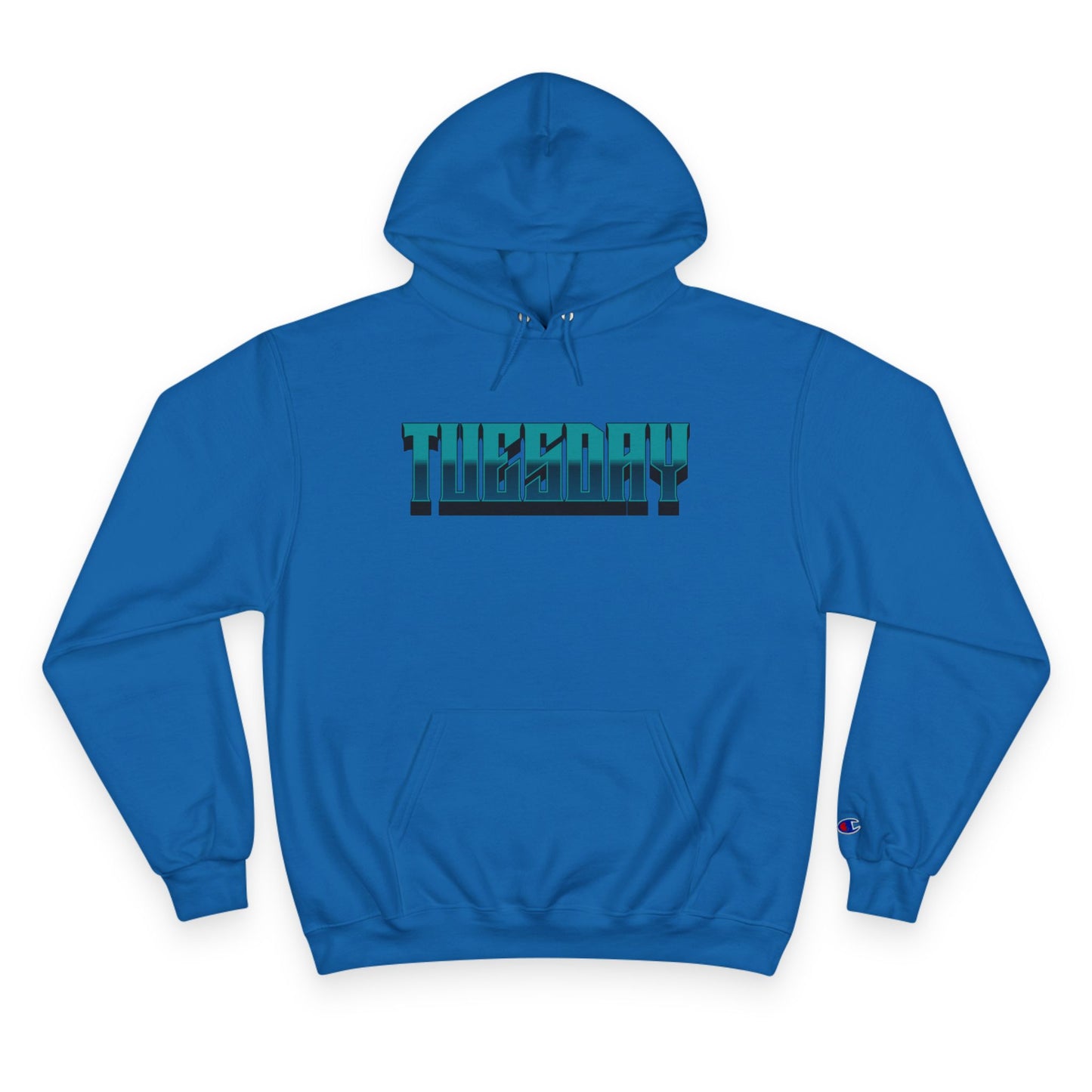 Champion Hoodie with Tuesday Graphic, Casualwear, Gift for Him/Her, Everyday Comfort, Fun Statement Piece