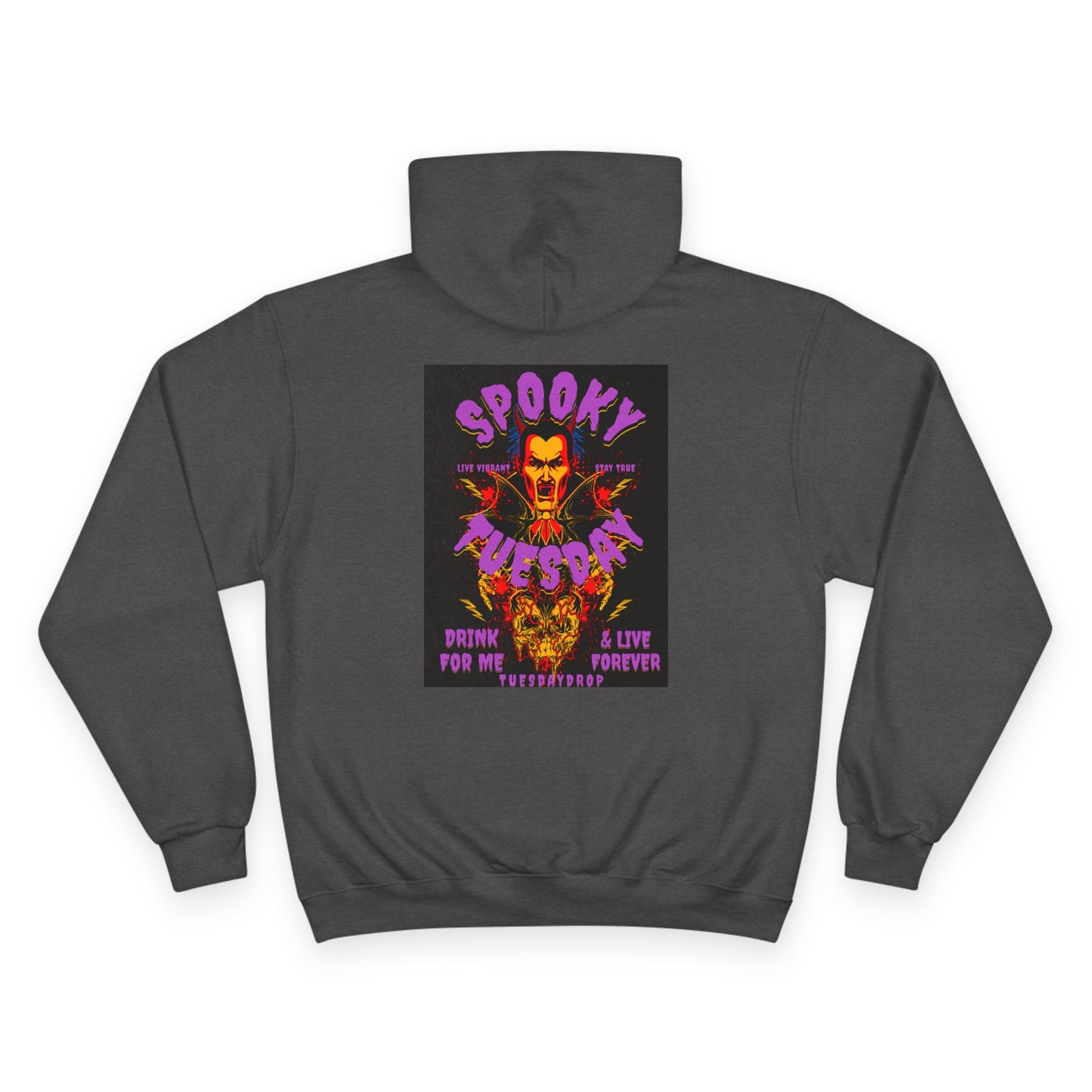 Spooky Tuesday Champion Hoodie, Halloween Apparel, Cozy Sweatshirt, Unisex Hoodie, Autumn Fashion, Gift for Her