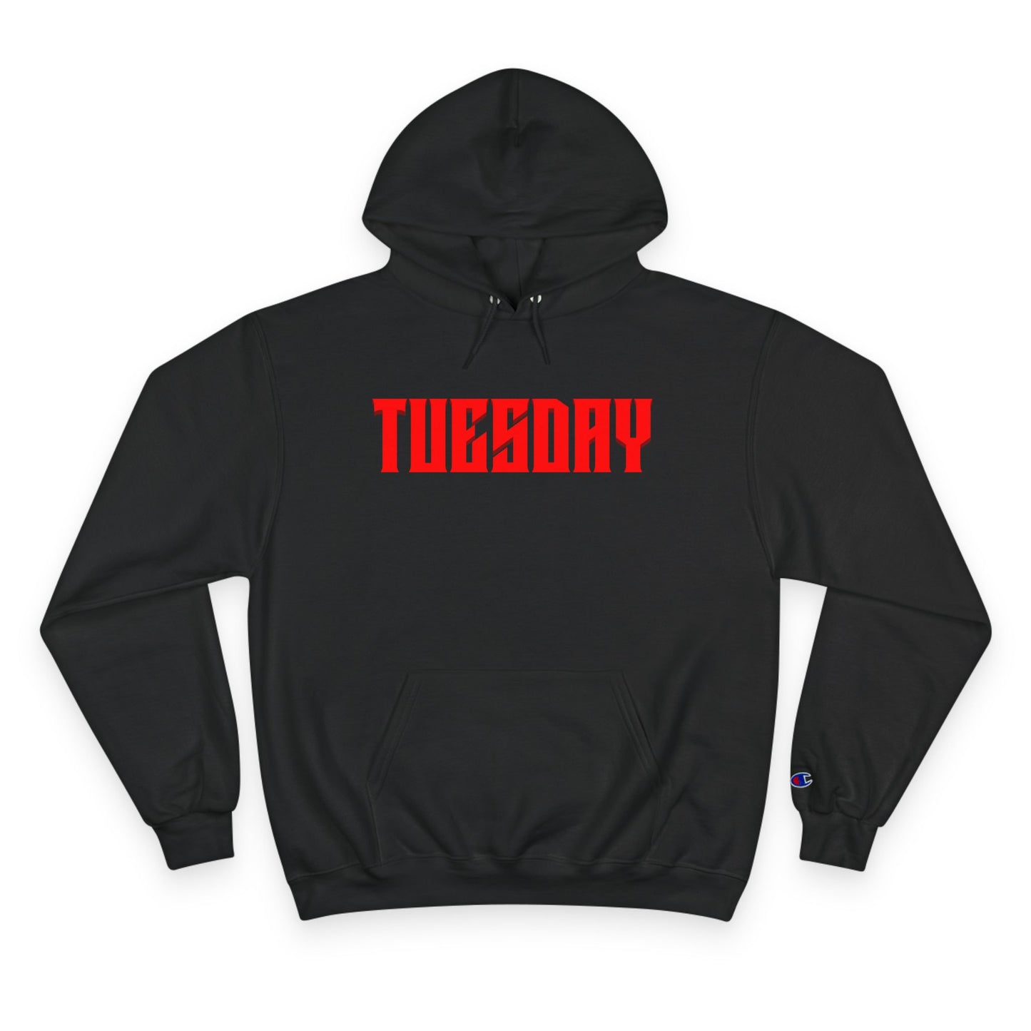 Halloween Tuesday editon Stylish Champion Hoodie with 'tuesday' Design, Casual Hoodie, Streetwear Fashion, Gift, Trendy Pullover