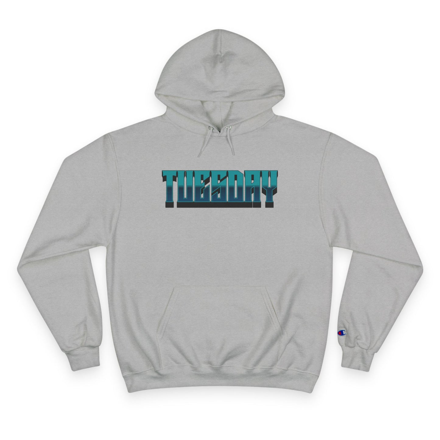 Champion Hoodie with Tuesday Graphic, Casualwear, Gift for Him/Her, Everyday Comfort, Fun Statement Piece
