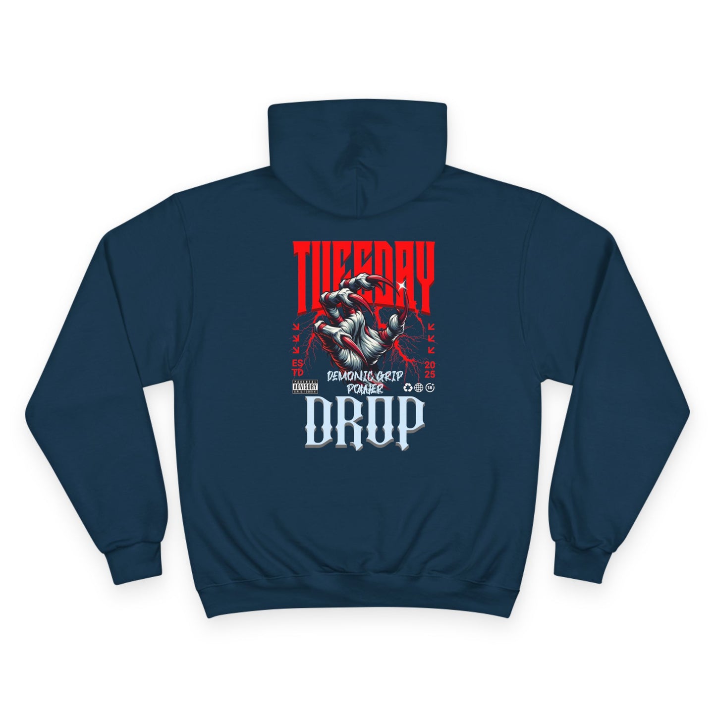Halloween Tuesday editon Stylish Champion Hoodie with 'tuesday' Design, Casual Hoodie, Streetwear Fashion, Gift, Trendy Pullover