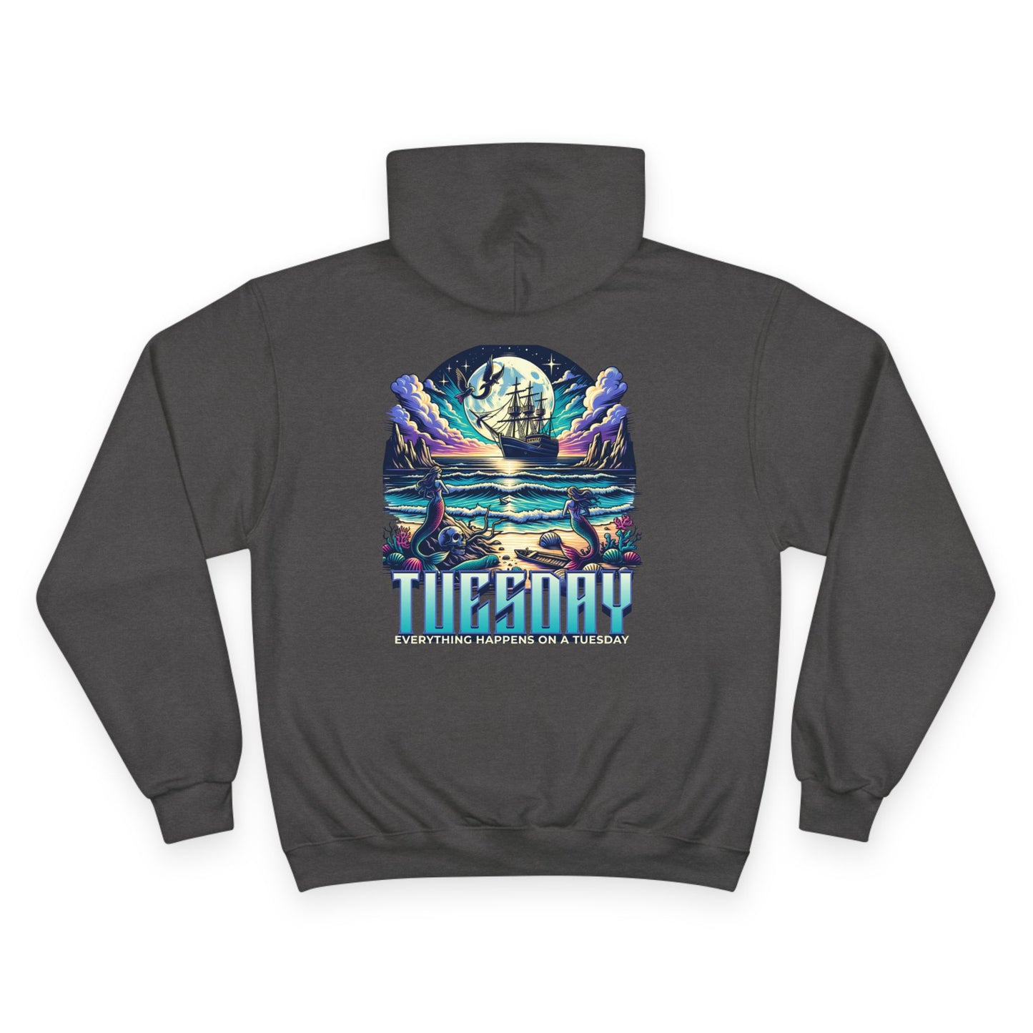 Stylish Champion Hoodie for Casual Vibes, Tuesday-Themed Sweatshirt, Everyday Wear, Perfect Gift for Friends, Cozy Graphic Hoodie