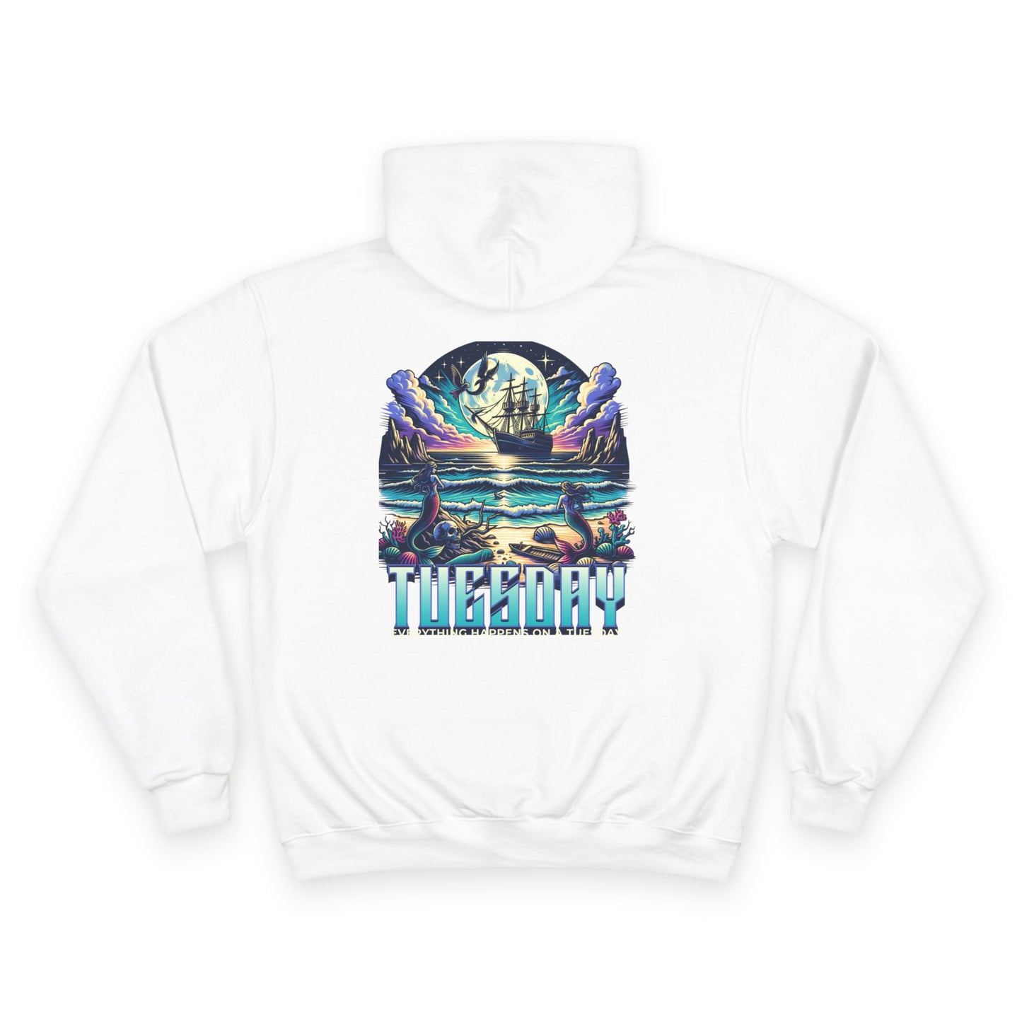 Stylish Champion Hoodie for Casual Vibes, Tuesday-Themed Sweatshirt, Everyday Wear, Perfect Gift for Friends, Cozy Graphic Hoodie