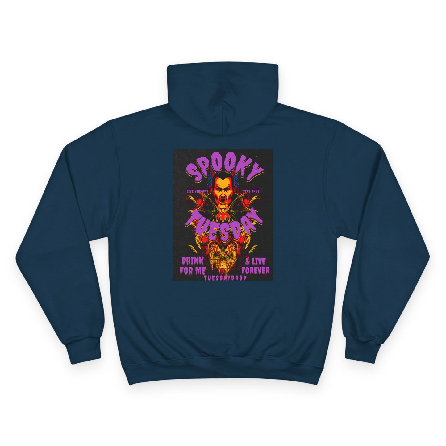 Spooky Tuesday Champion Hoodie, Halloween Apparel, Cozy Sweatshirt, Unisex Hoodie, Autumn Fashion, Gift for Her