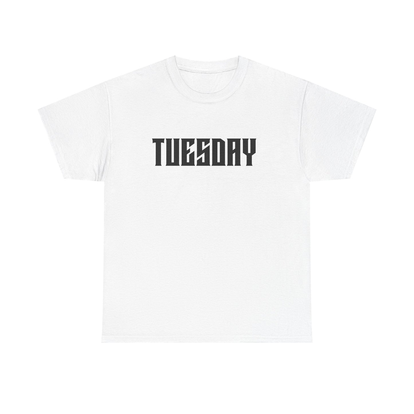 Graphic Tee with 'Tuesday' Print, Casual Wear, Streetwear, Gift for Students, Unisex Top, Everyday Fashion, Weekend Style