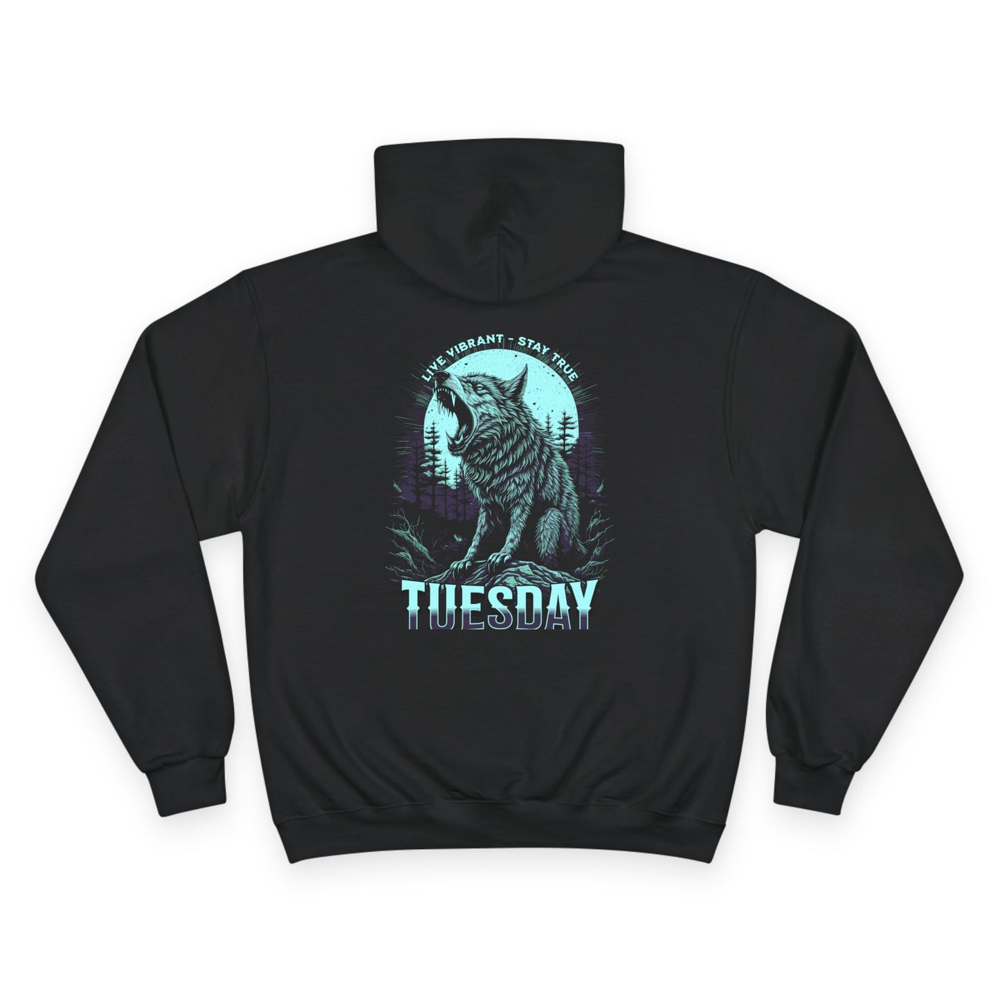 Stylish Champion Hoodie with 'Tuesday' Design, Perfect for Casual Wear, Gift for Animal Lovers, Cozy and Trendy