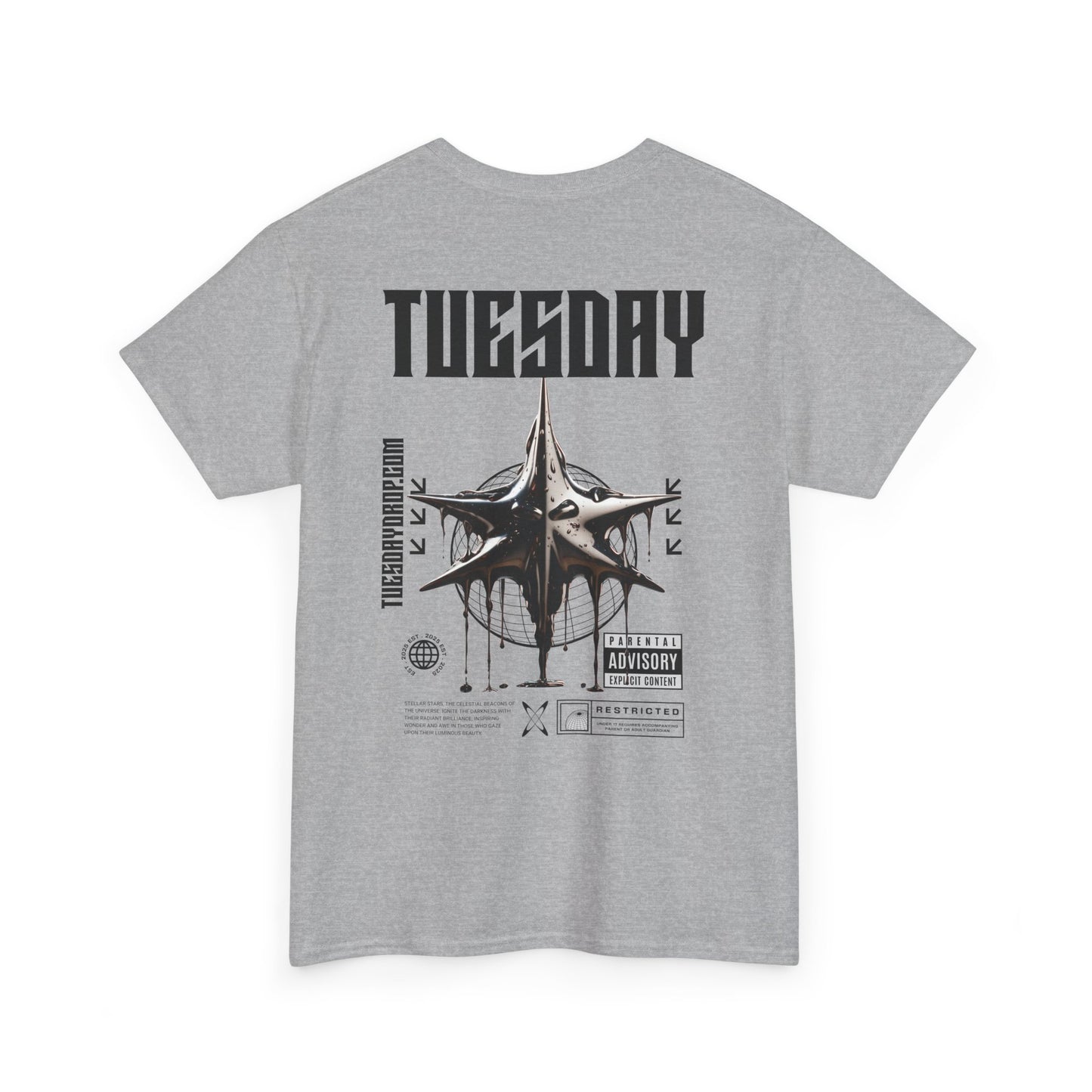 Graphic Tee with 'Tuesday' Print, Casual Wear, Streetwear, Gift for Students, Unisex Top, Everyday Fashion, Weekend Style