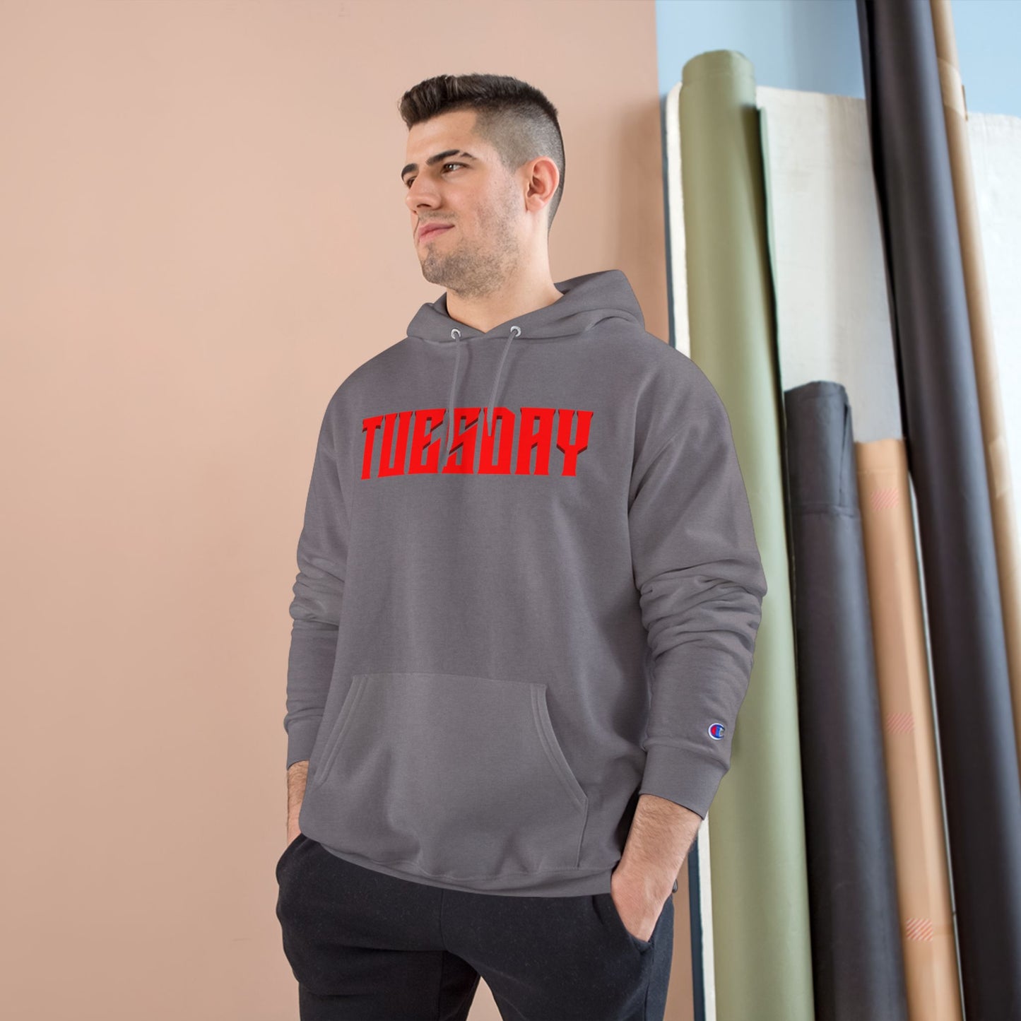 Halloween Tuesday editon Stylish Champion Hoodie with 'tuesday' Design, Casual Hoodie, Streetwear Fashion, Gift, Trendy Pullover
