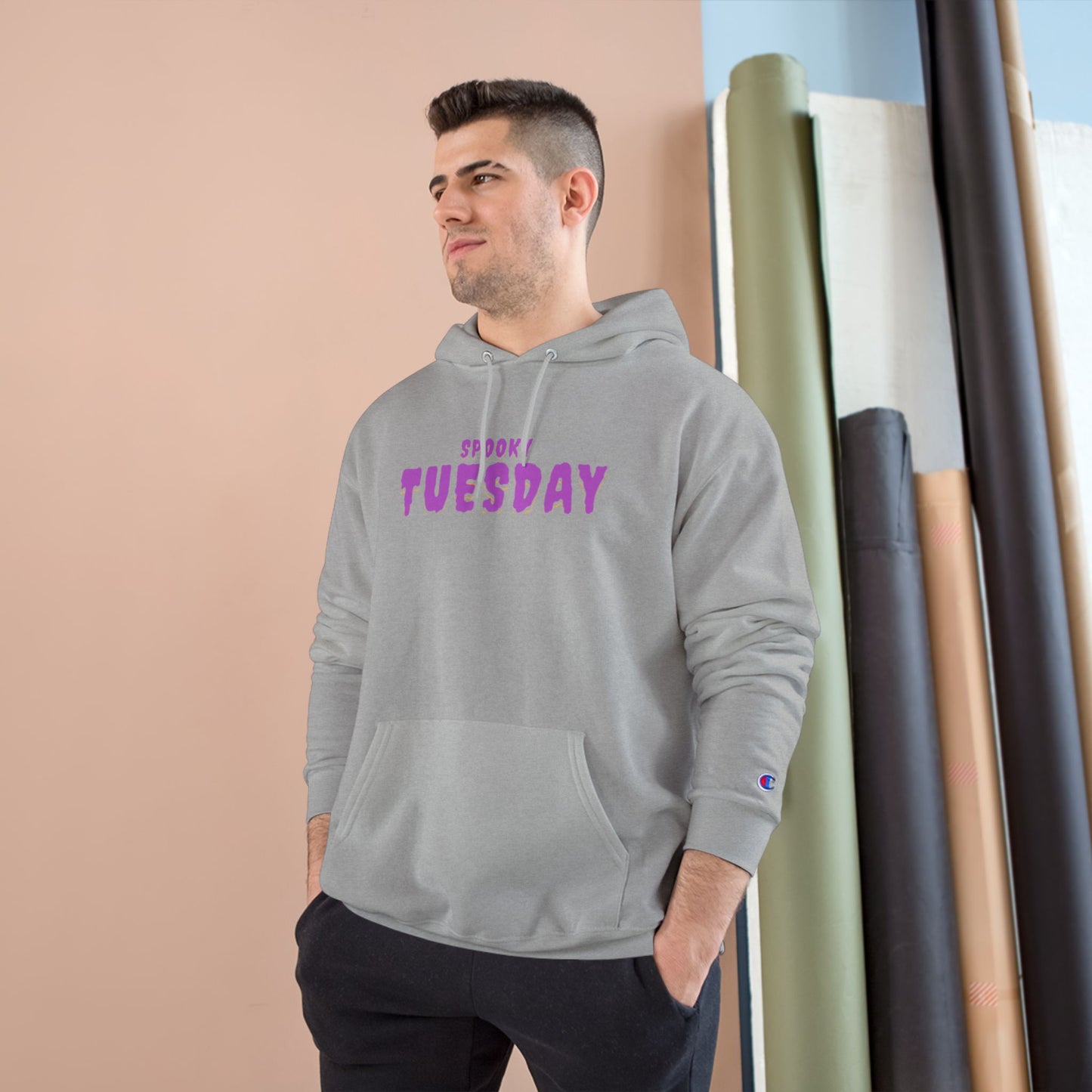 Spooky Tuesday Champion Hoodie, Halloween Apparel, Cozy Sweatshirt, Unisex Hoodie, Autumn Fashion, Gift for Her