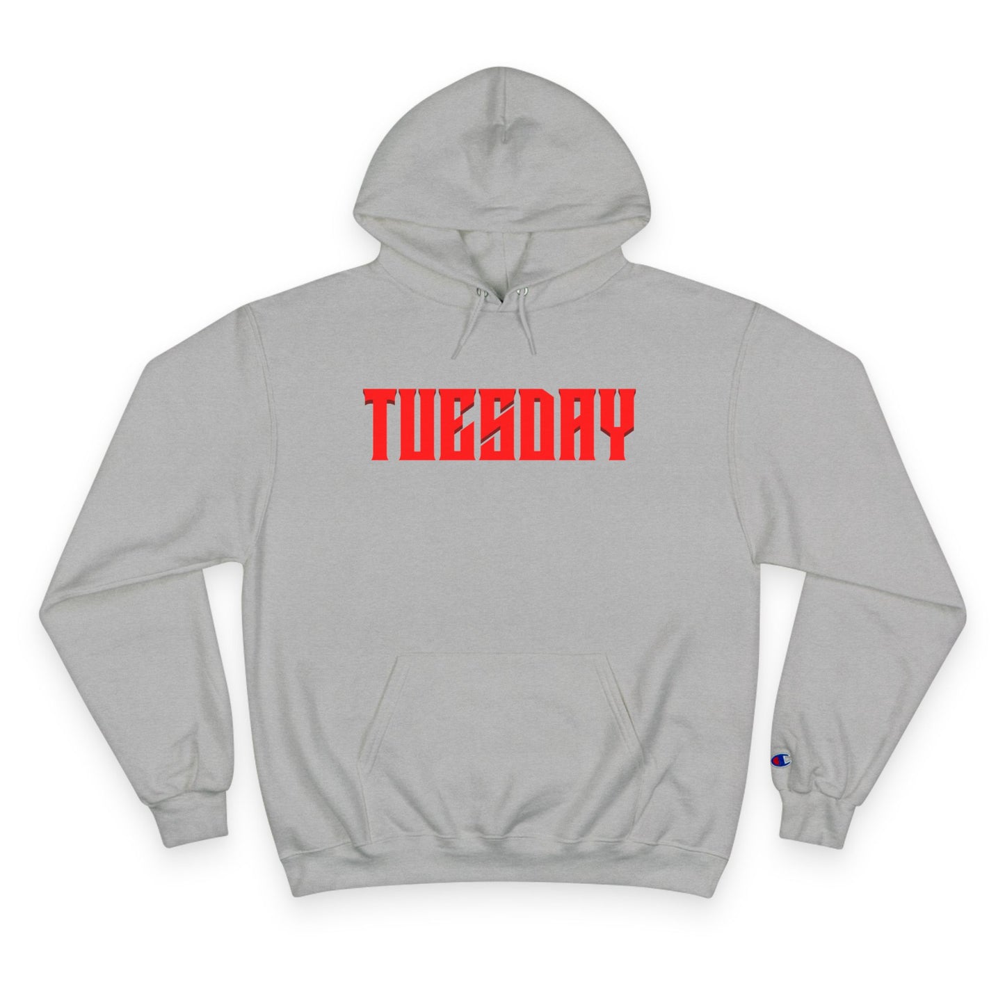 Halloween Tuesday editon Stylish Champion Hoodie with 'tuesday' Design, Casual Hoodie, Streetwear Fashion, Gift, Trendy Pullover
