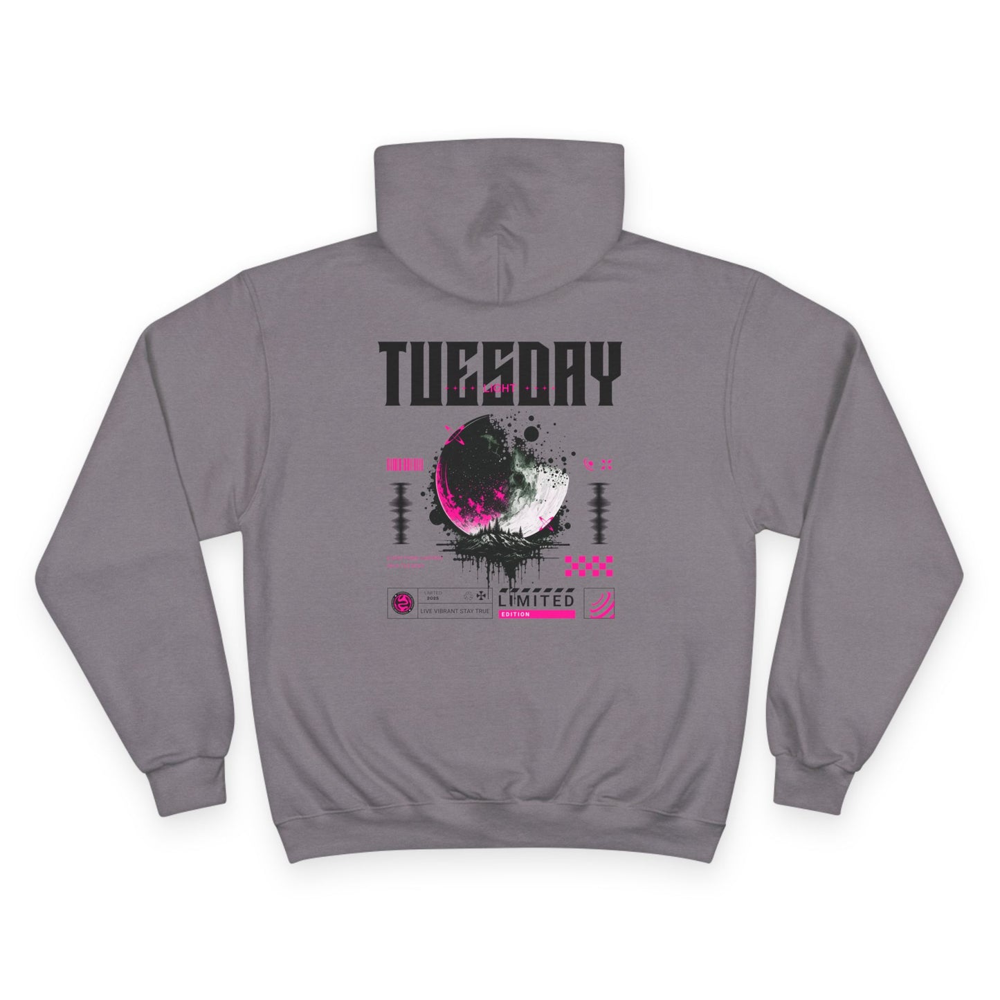 Tuesday Champion Hoodie, Graphic Sweatshirt, Cozy Pullover, Gift for Her, Everyday Wear, Trendy Streetwear