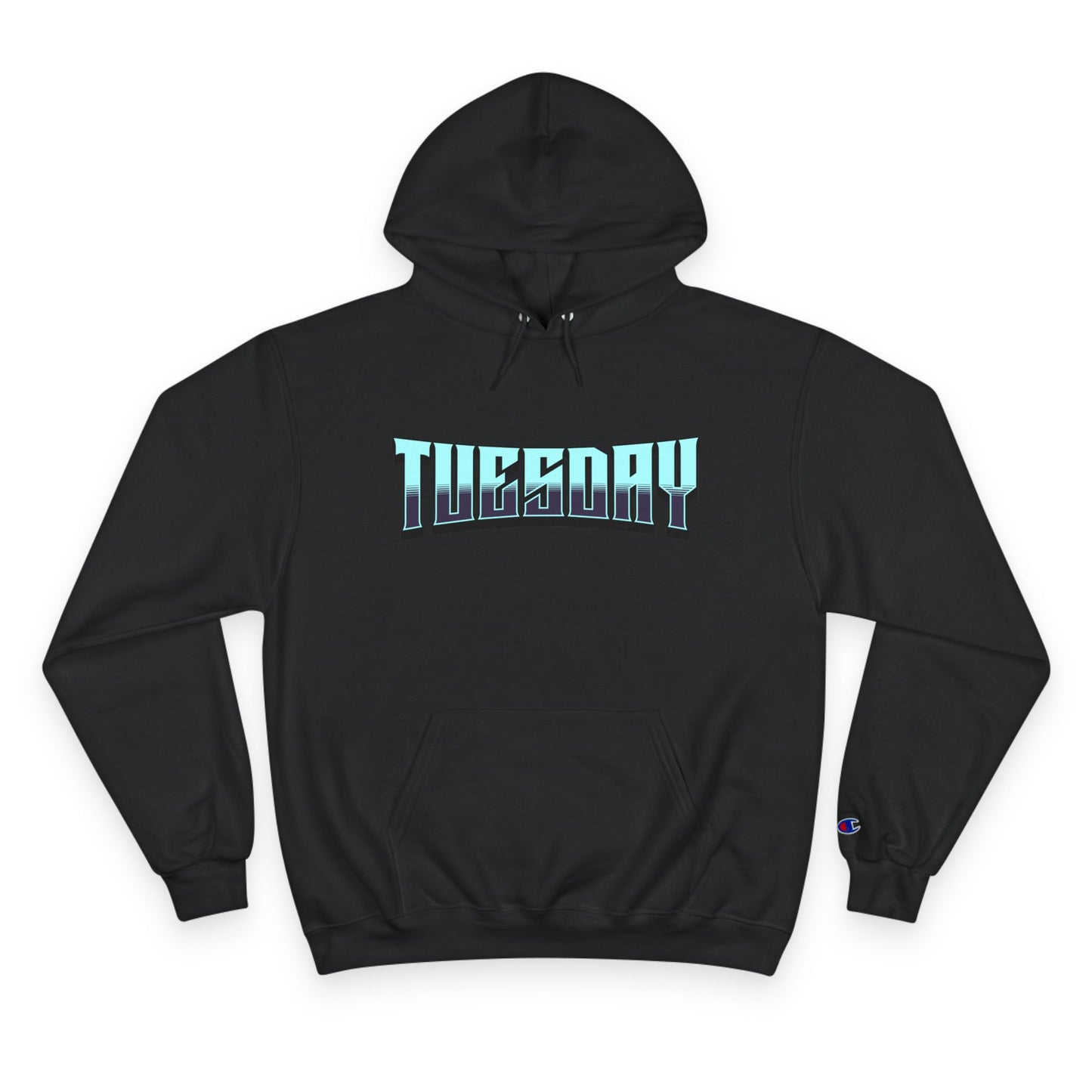 Stylish Champion Hoodie with 'Tuesday' Design, Perfect for Casual Wear, Gift for Animal Lovers, Cozy and Trendy