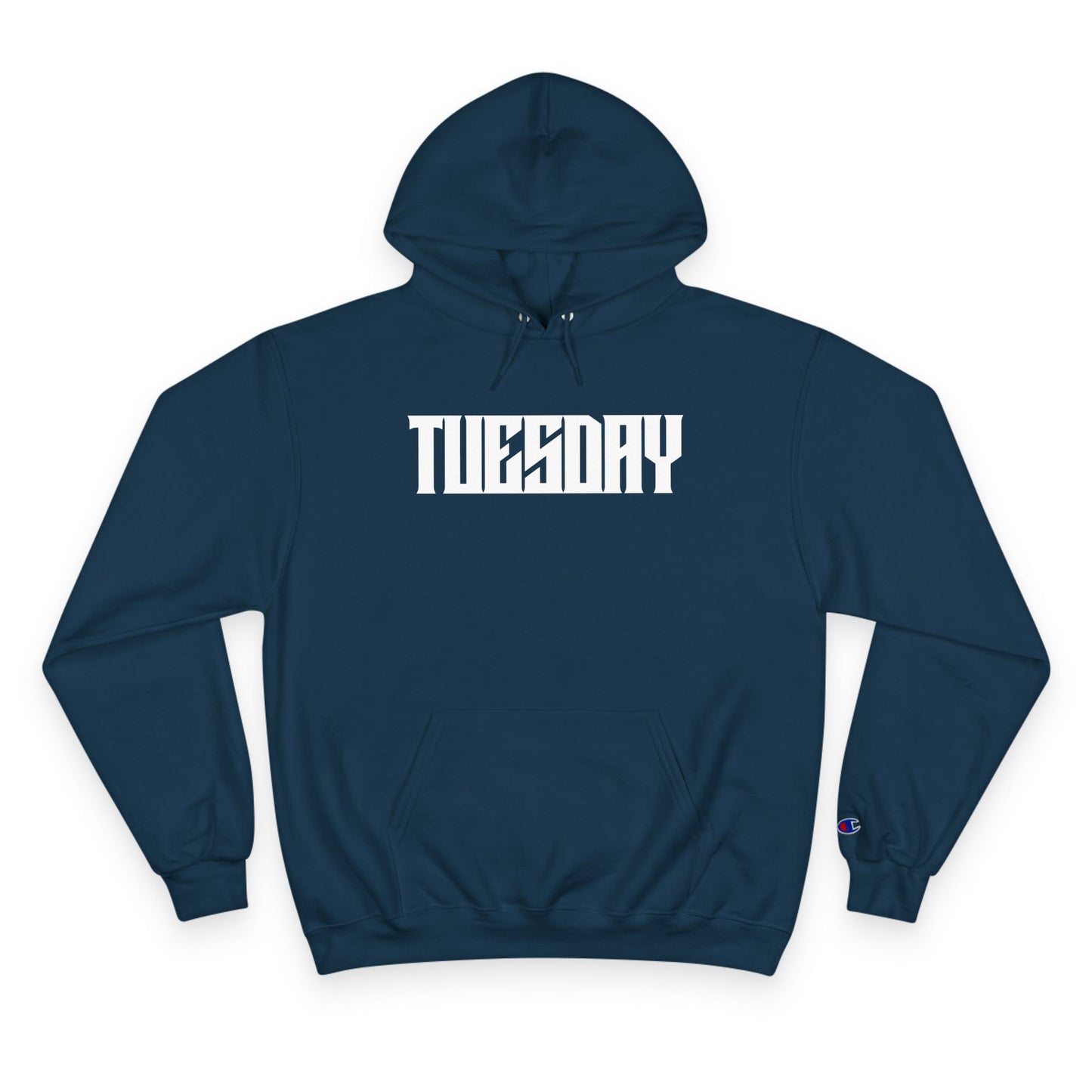 Tuesday Champion Hoodie, Graphic Sweatshirt, Cozy Pullover, Gift for Her, Everyday Wear, Trendy Streetwear