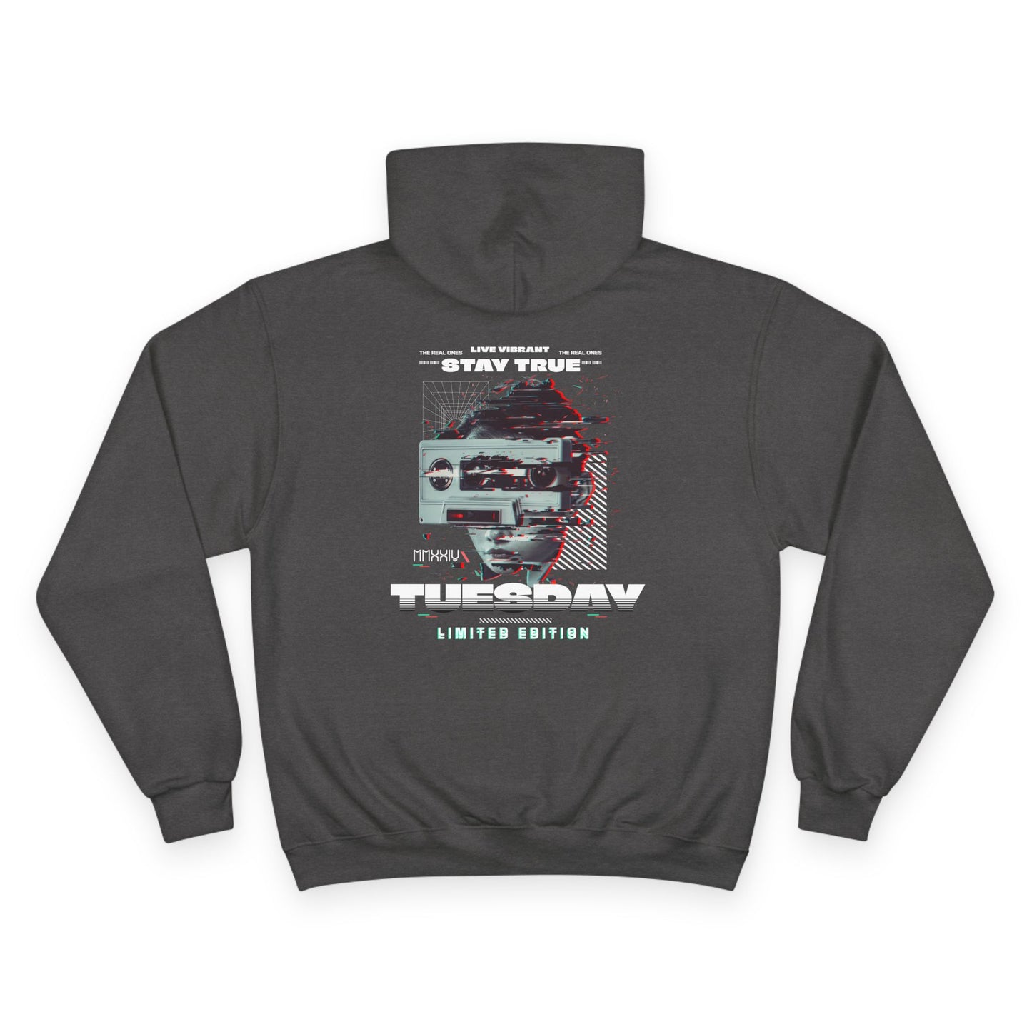 Limited Edition Tuesday Champion Hoodie - Stay True, Cozy Sweatshirt, Gift for Her, Comfy Casual Wear, Unique Sweatshirt