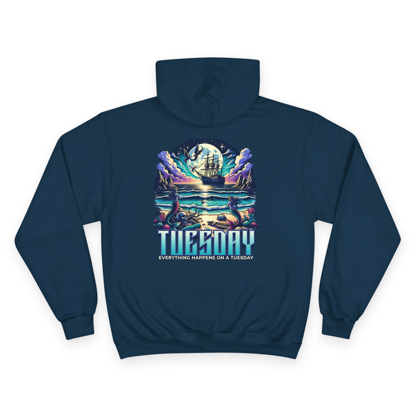 Stylish Champion Hoodie for Casual Vibes, Tuesday-Themed Sweatshirt, Everyday Wear, Perfect Gift for Friends, Cozy Graphic Hoodie