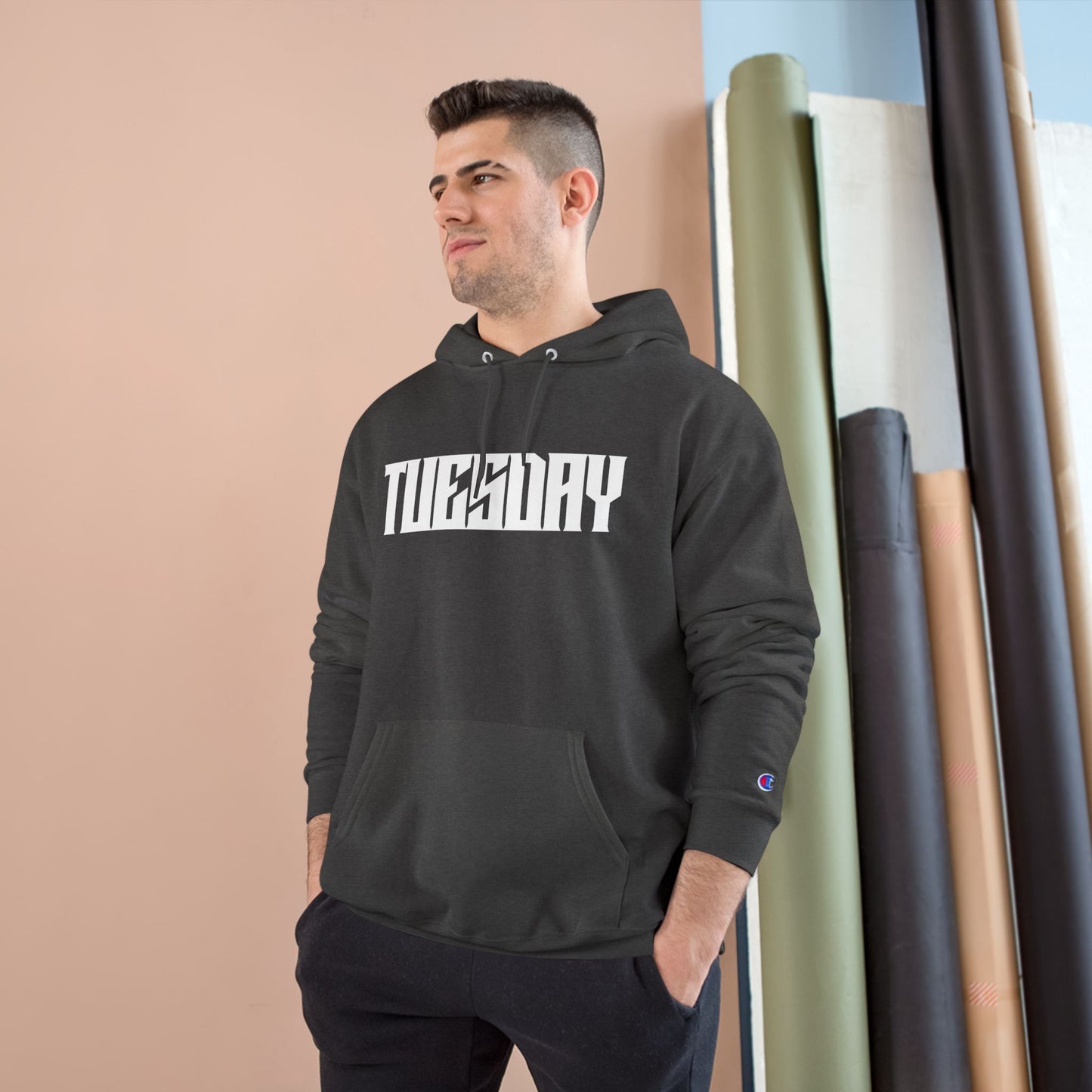 Tuesday Champion Hoodie - Stylish & Comfy Oversized Hoodie, Gift for Her, Unique Sweatshirt for Daily Wear, Cozy Fashion Statement