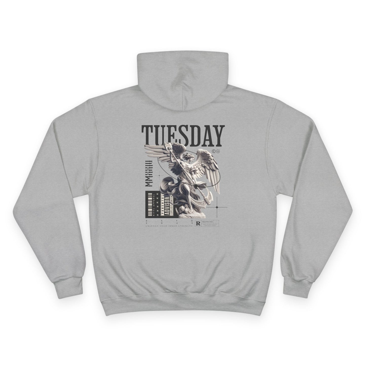 Tuesday Champion Hoodie - Stylish & Comfy Oversized Hoodie, Gift for Her, Unique Sweatshirt for Daily Wear, Cozy Fashion Statement