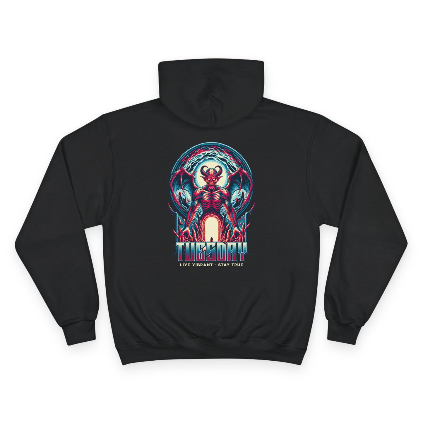 Tuesday Champion Hoodie, Graphic Sweatshirt, Unisex Casual Wear, Streetwear Style, Gift for Him/Her