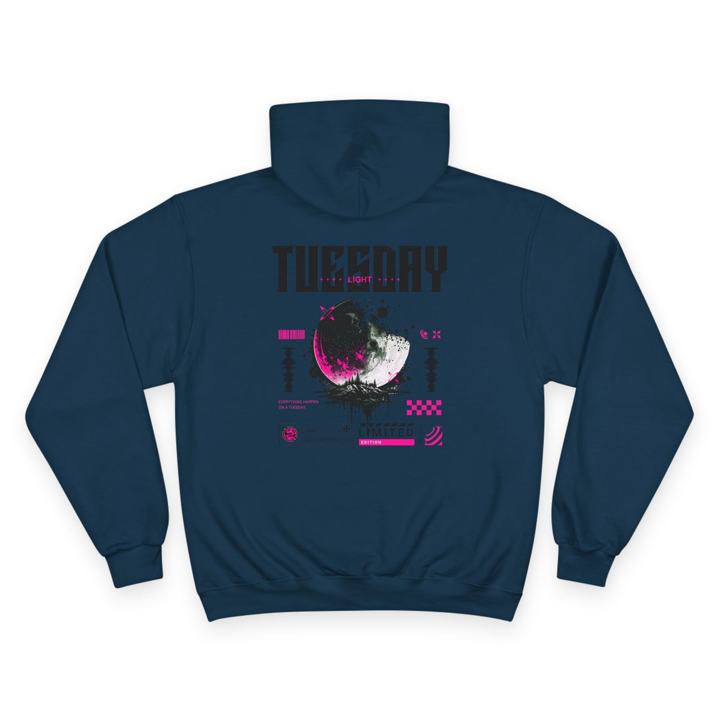 Tuesday Champion Hoodie, Graphic Sweatshirt, Cozy Pullover, Gift for Her, Everyday Wear, Trendy Streetwear