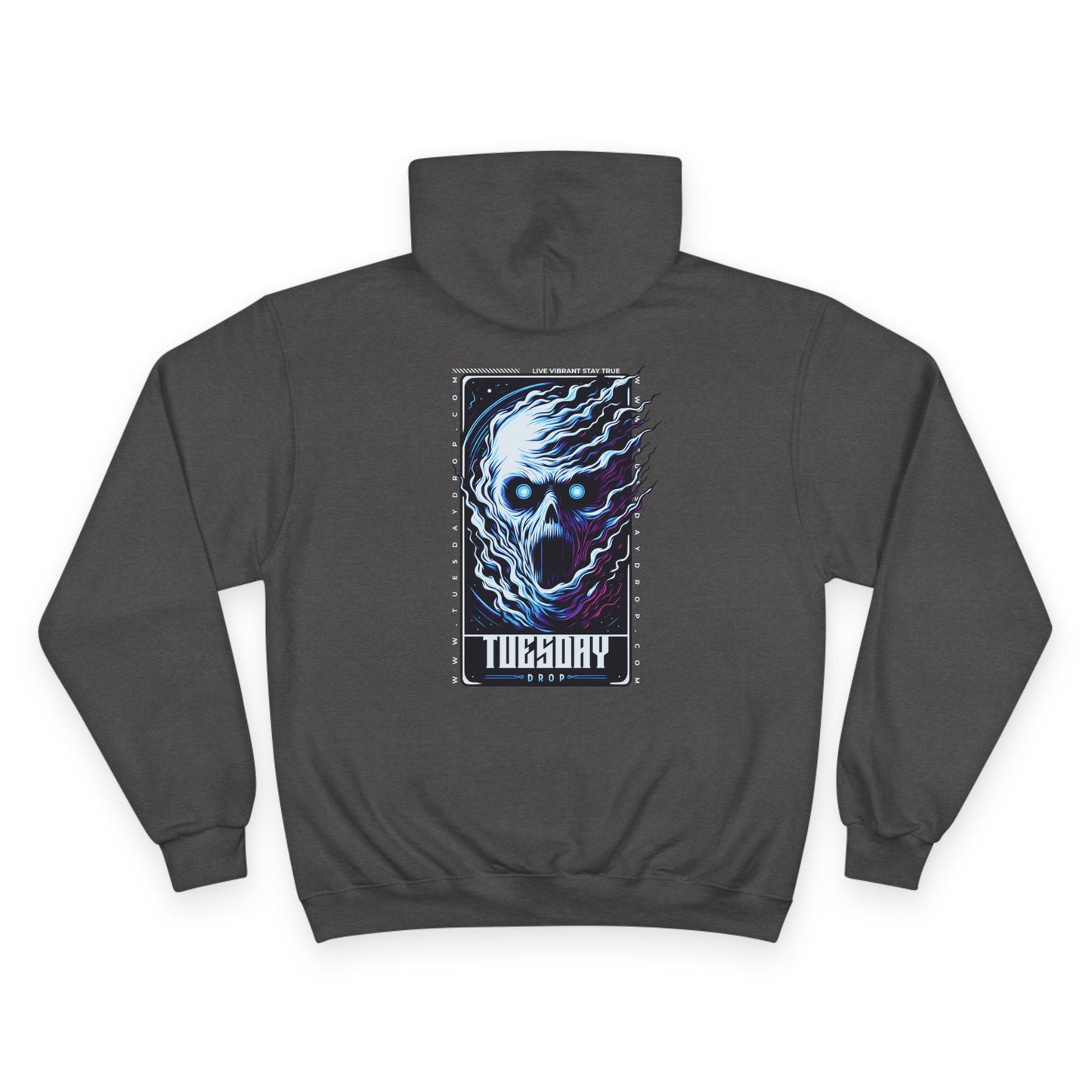 Tuesday Skull Champion Hoodie, Graphic Sweatshirt, Halloween Gift, Unique Casual Wear, Trendy Hoodie for Everyday Style