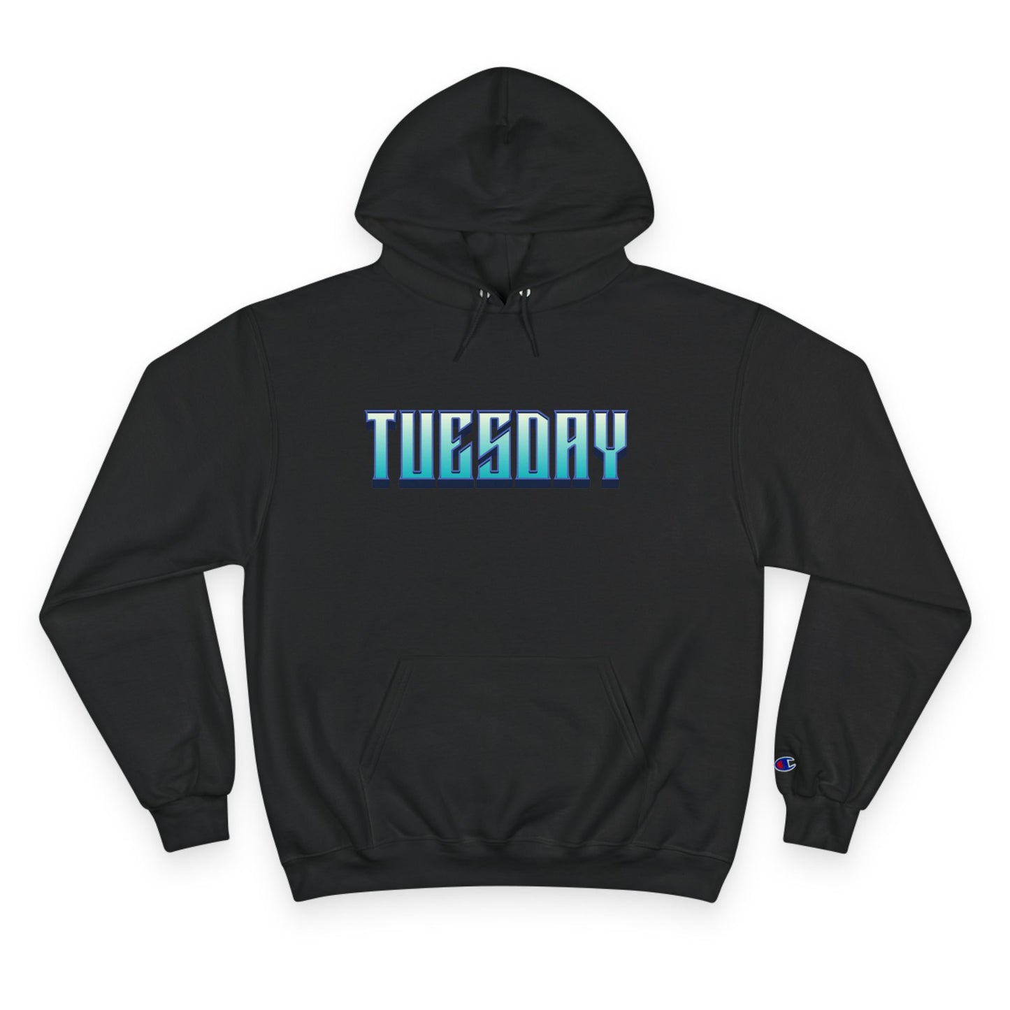 Stylish Champion Hoodie for Casual Vibes, Tuesday-Themed Sweatshirt, Everyday Wear, Perfect Gift for Friends, Cozy Graphic Hoodie