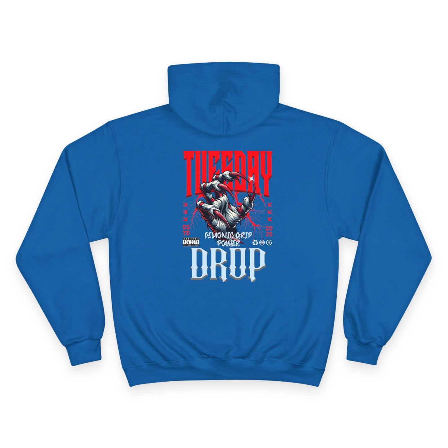 Halloween Tuesday editon Stylish Champion Hoodie with 'tuesday' Design, Casual Hoodie, Streetwear Fashion, Gift, Trendy Pullover
