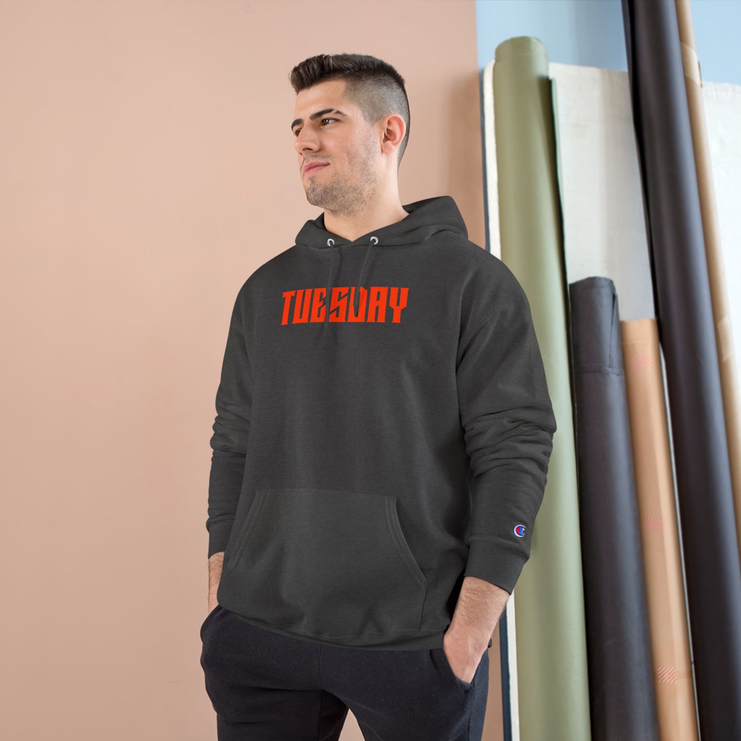 Stylish Tuesday Champion Hoodie, Graphic Hoodie, Casual Wear, Gift for Him, Unique Sweatshirt, Everyday Comfort