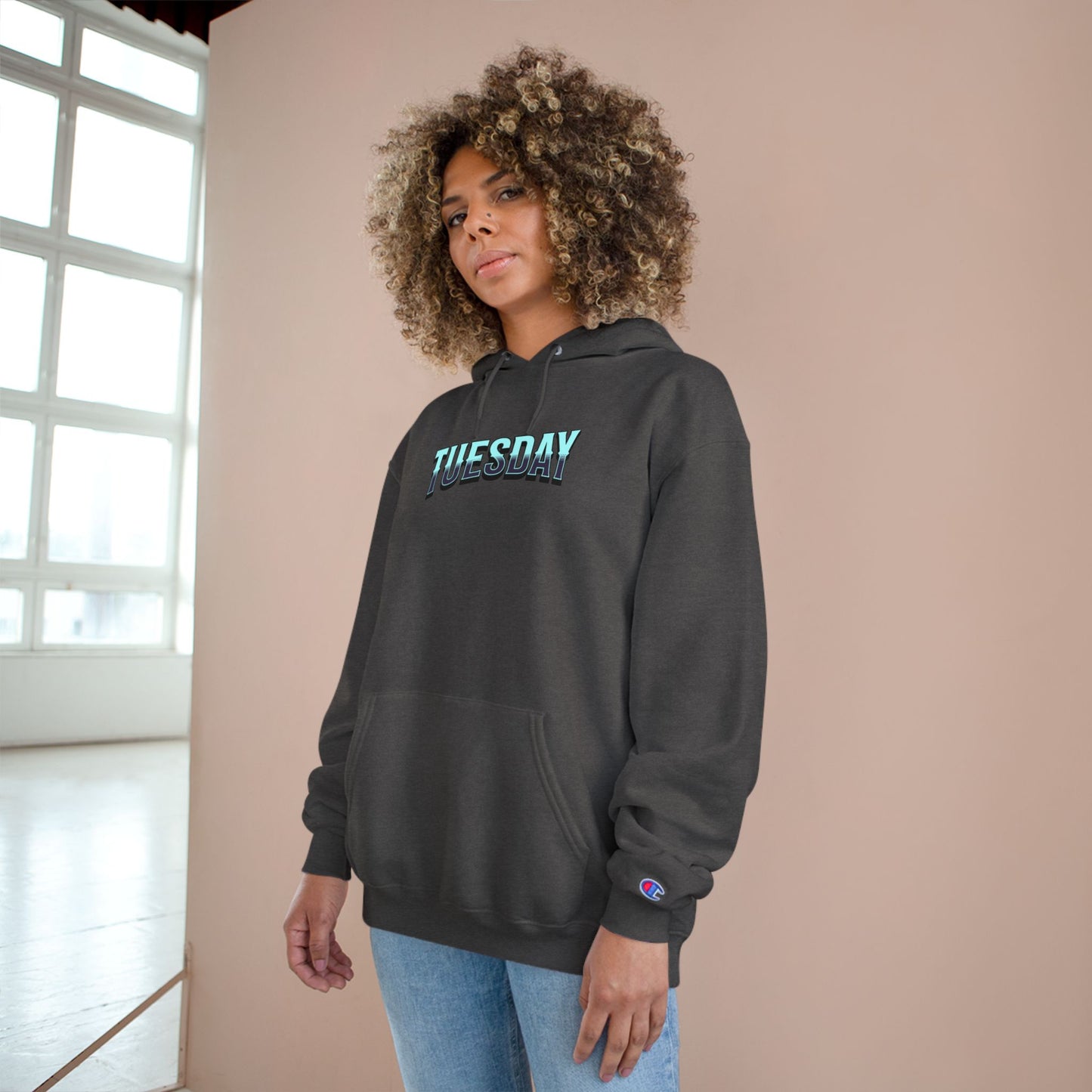 Limited Edition Tuesday Champion Hoodie - Stay True, Cozy Sweatshirt, Gift for Her, Comfy Casual Wear, Unique Sweatshirt