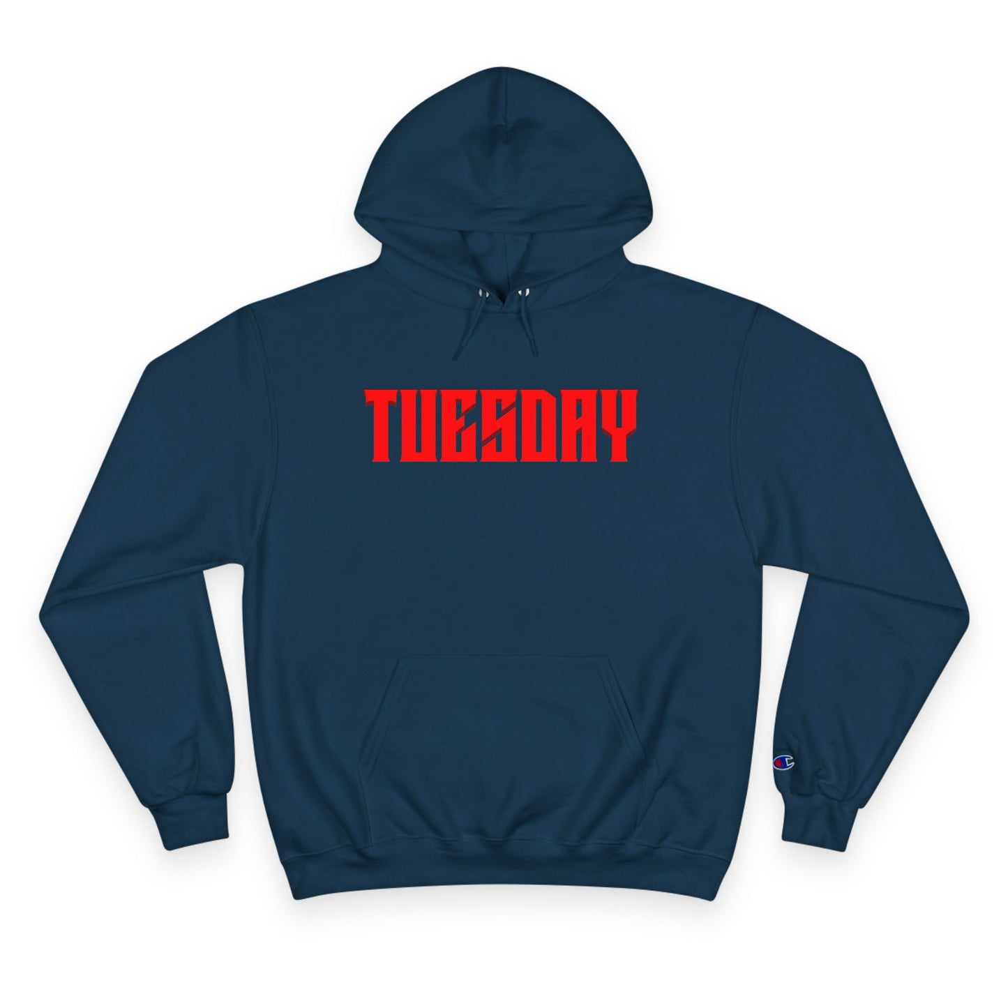 Halloween Tuesday editon Stylish Champion Hoodie with 'tuesday' Design, Casual Hoodie, Streetwear Fashion, Gift, Trendy Pullover