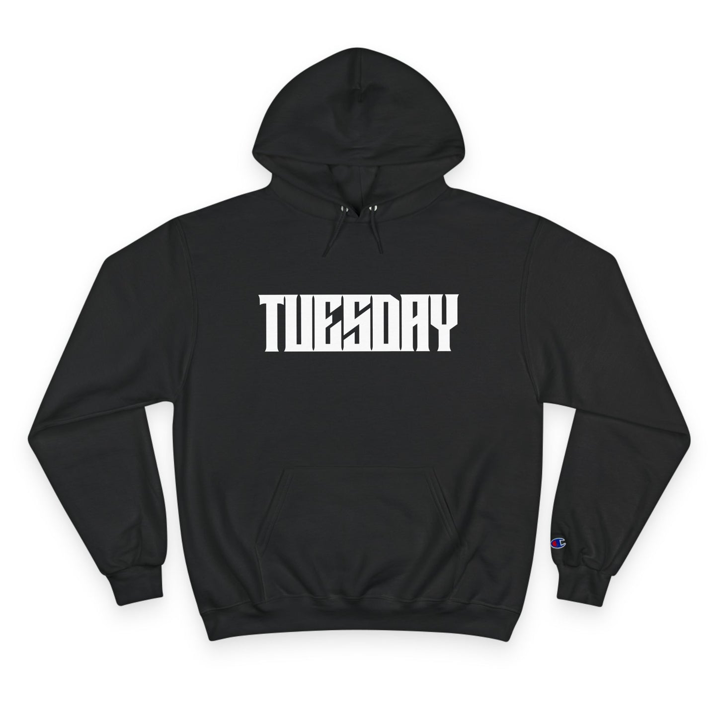 Champion Hoodie with 'TUESDAY' Design - Casual Wear, Graphic Sweatshirt, Trendy Pullover, Perfect Gift for Him/Her, Everyday Style